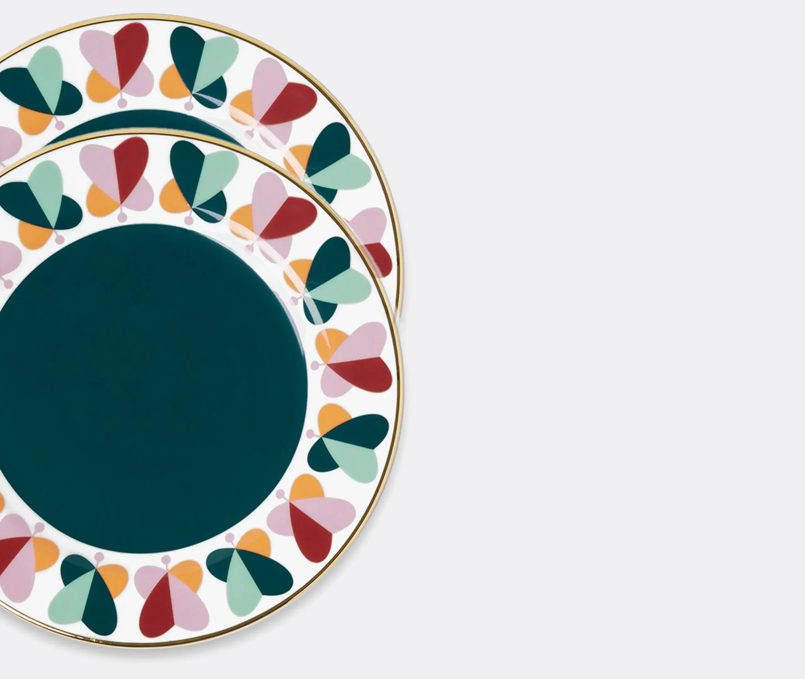 Farfalle Ring Dessert Plates Set of 2 - Multicolour, Porcelain