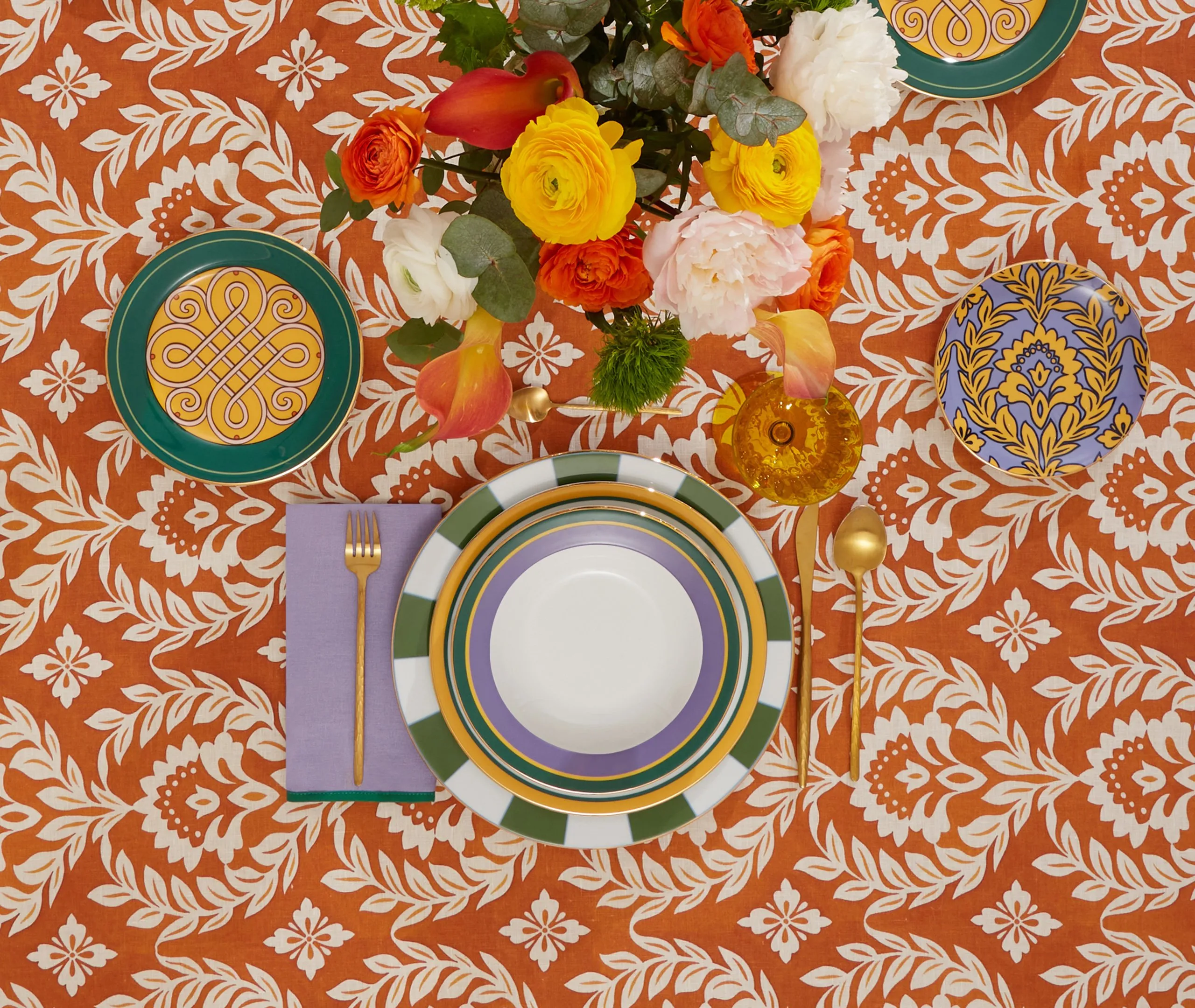Garland Siena Large Tablecloth - Orange, Linen