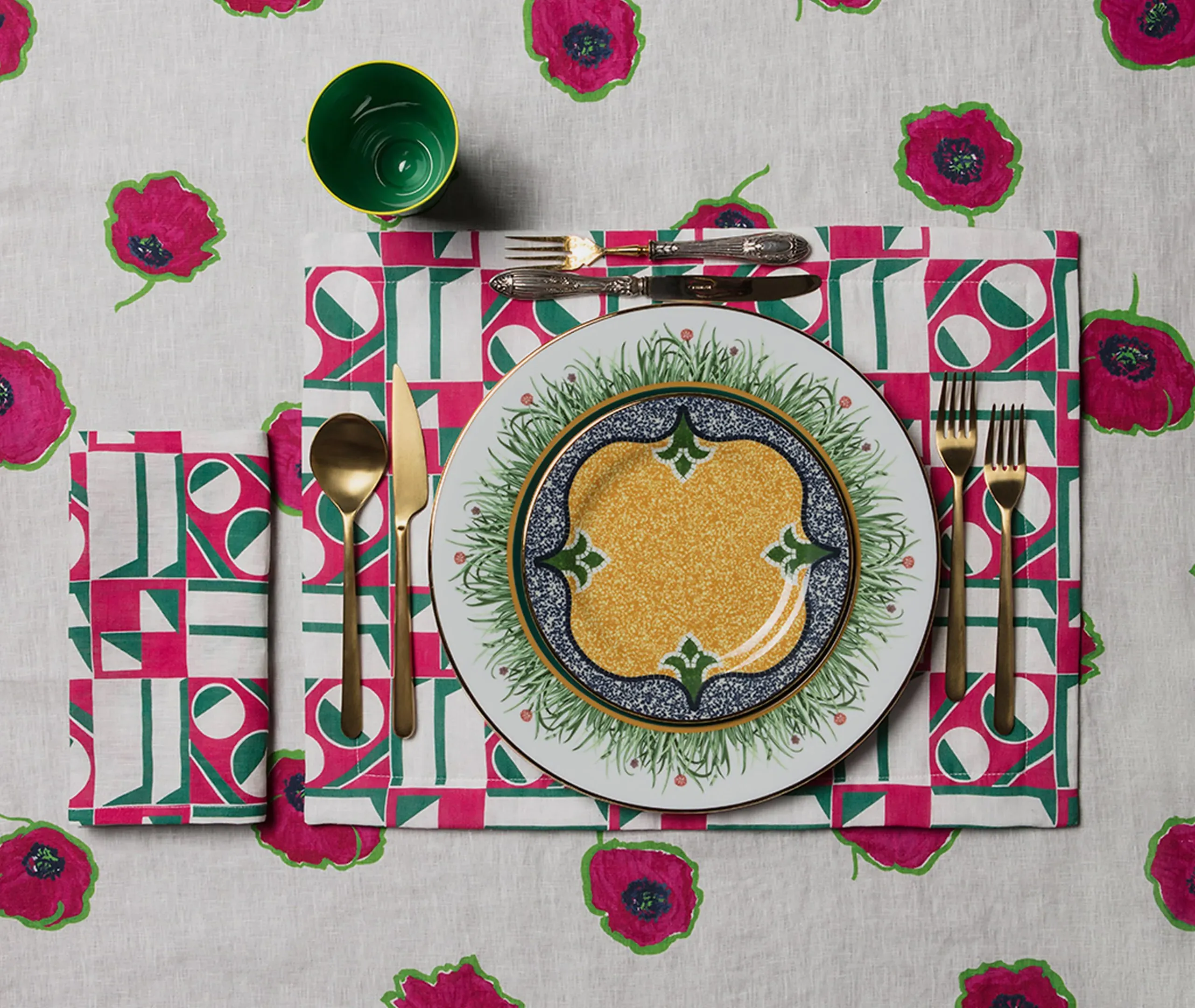 Graniglia Dessert Plates Set of Two - Yellow, Porcelain