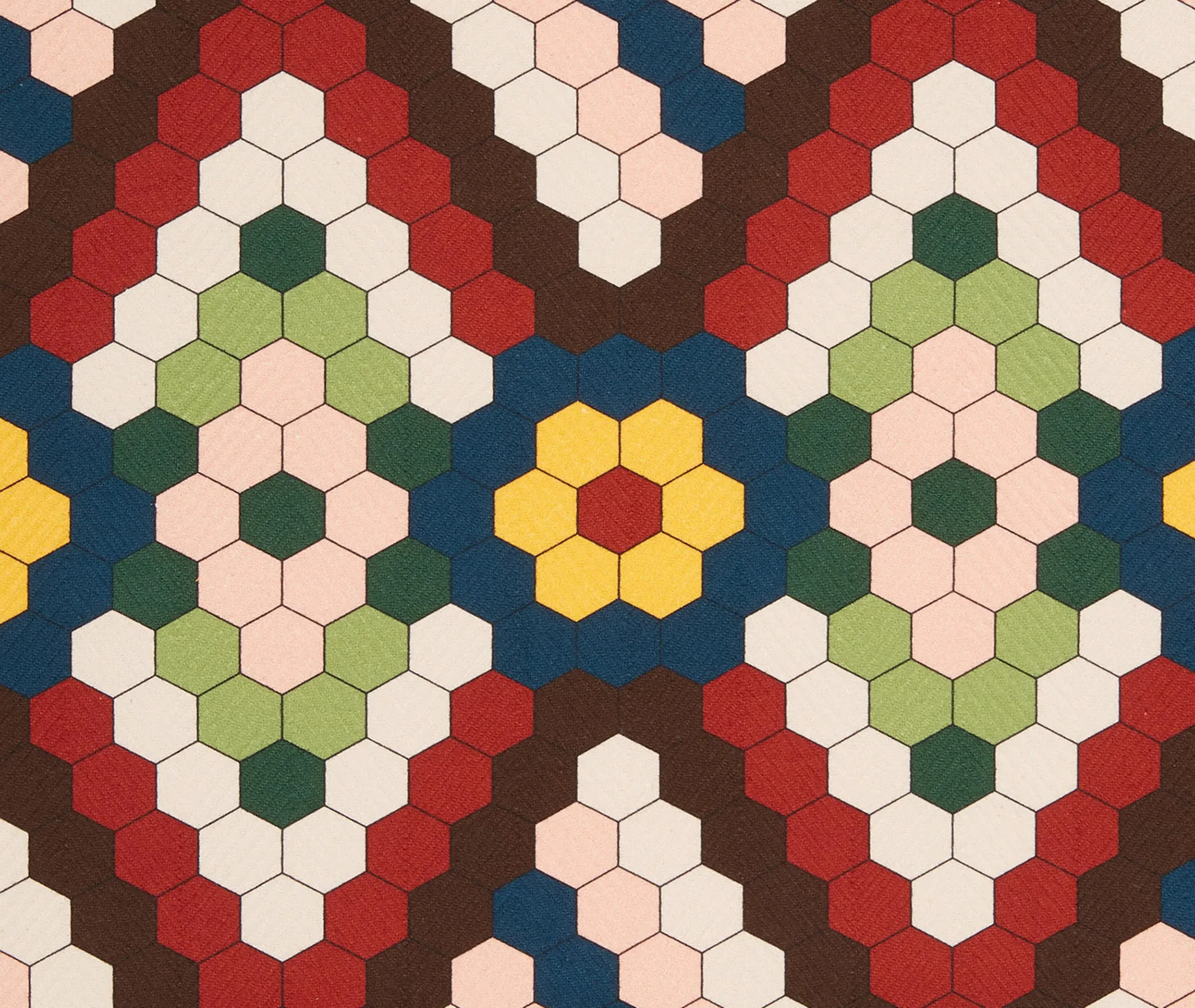 Honeycomb Tiles Table Runner - Multicolor, Linen