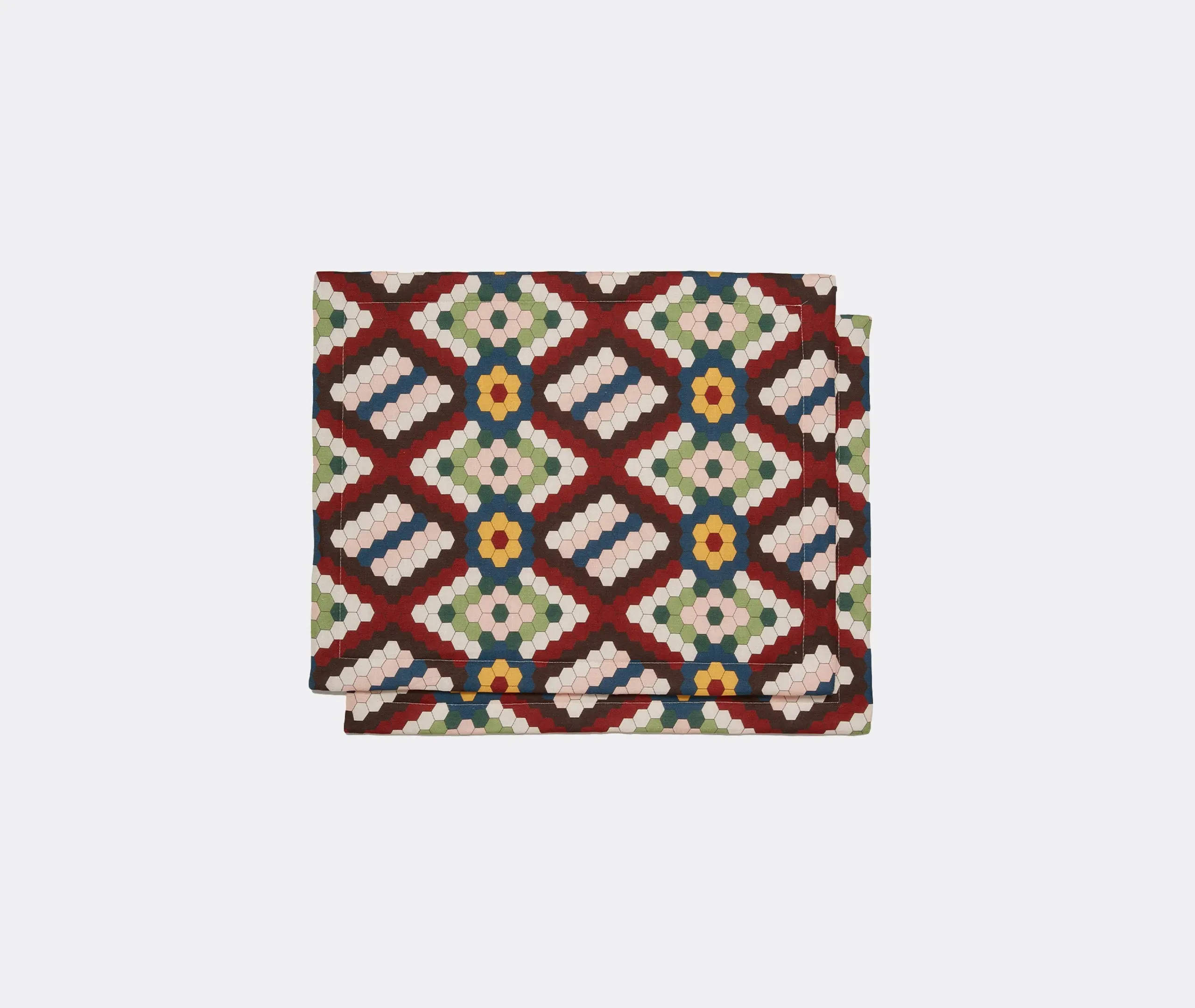 Honeycomb Tiles Tablemat Set of Two - Multicolor, Linen