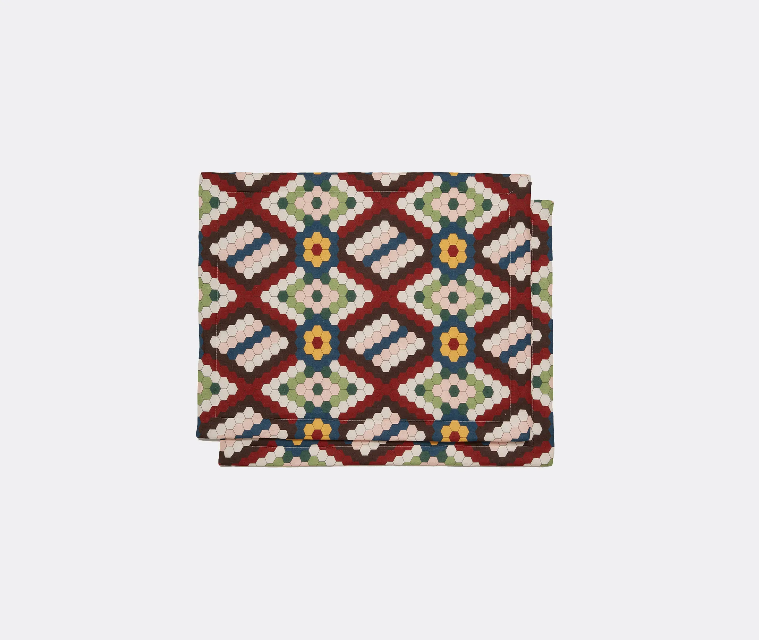 Honeycomb Tiles Tablemat Set of Two - Multicolour, Linen