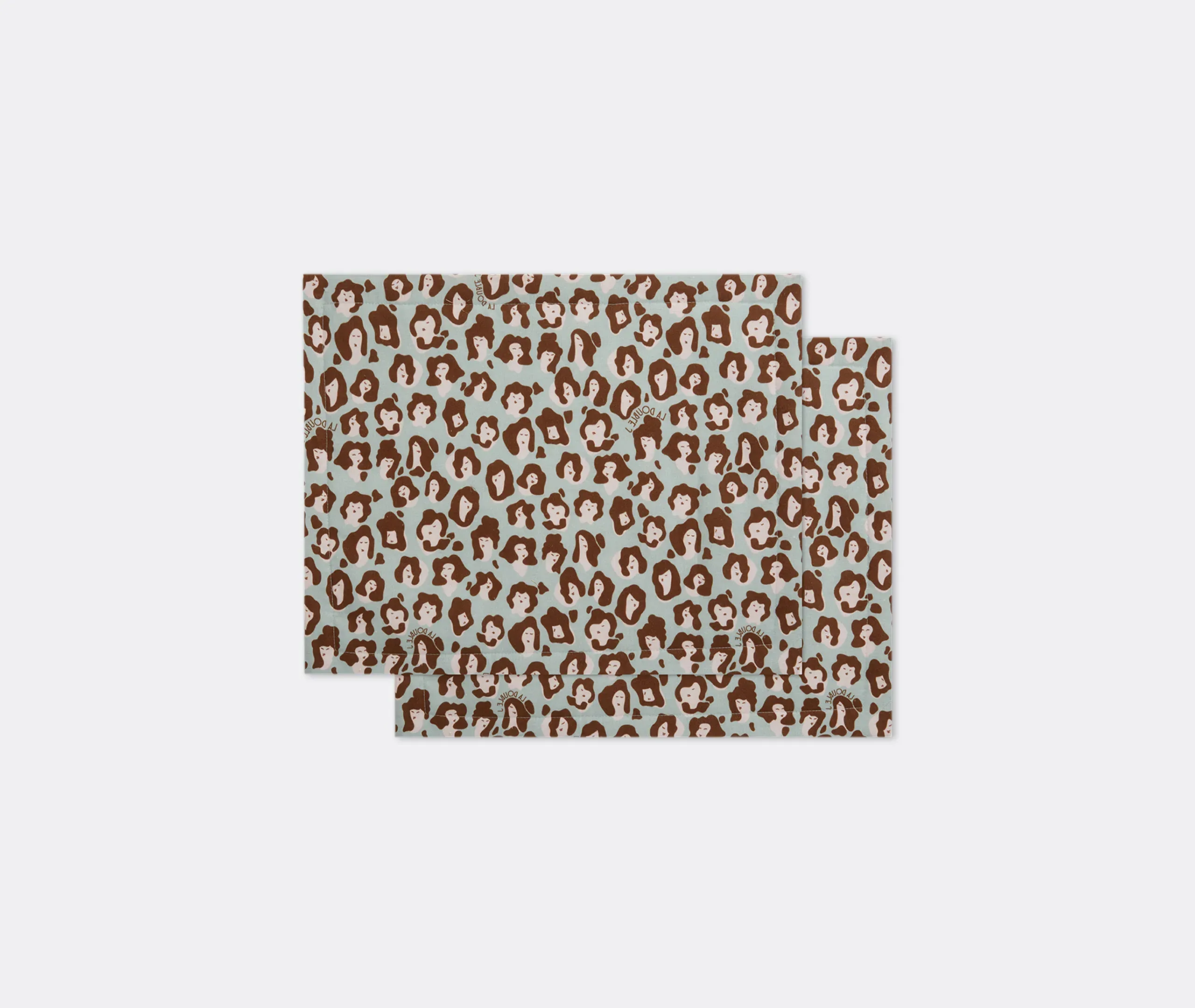 Lady Leopard Acqua Set of Two Tablemats - Multicolour, Linen alternate view