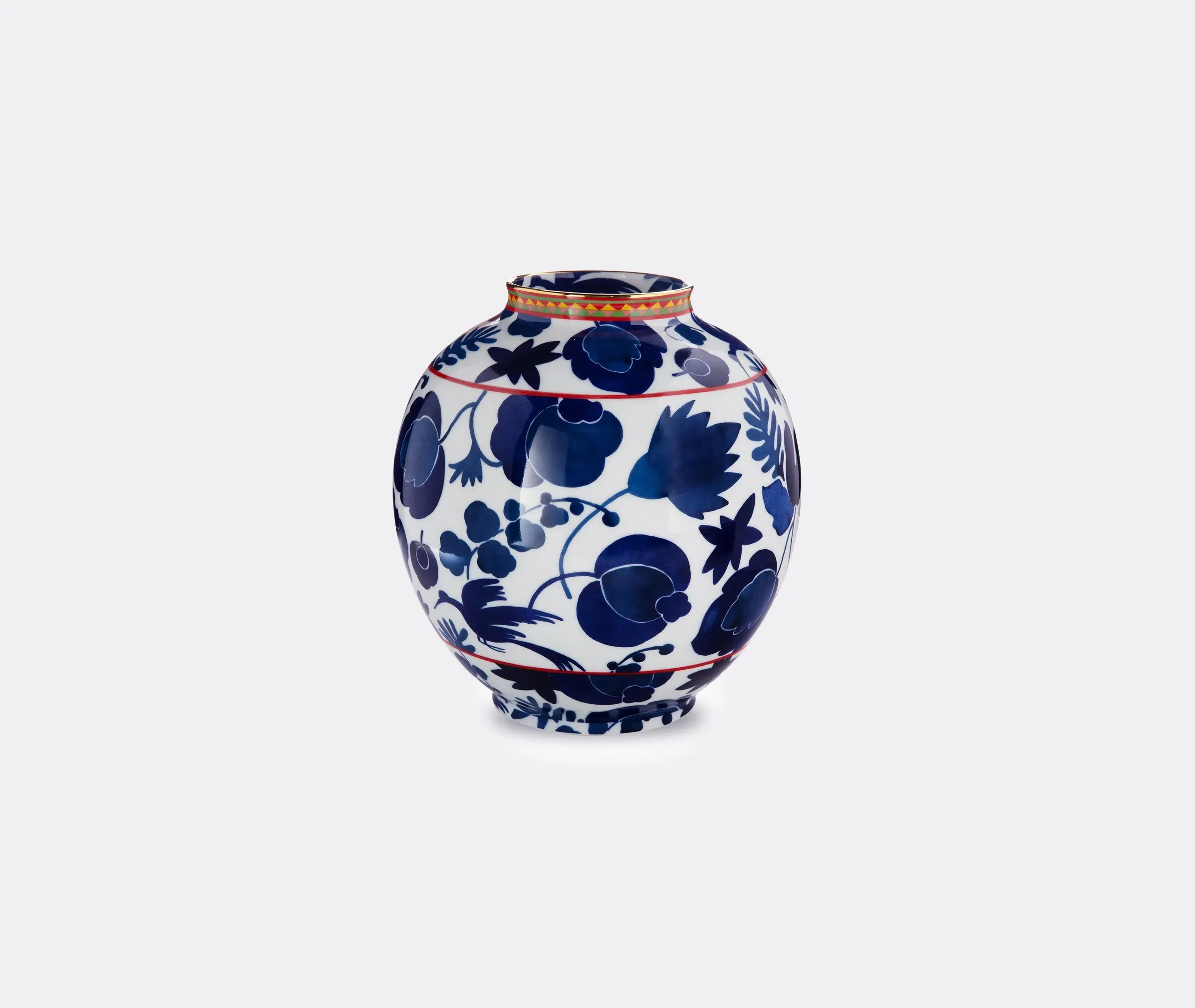 Large Bubble Vase with Gold Trim - Blue, Porcelain
