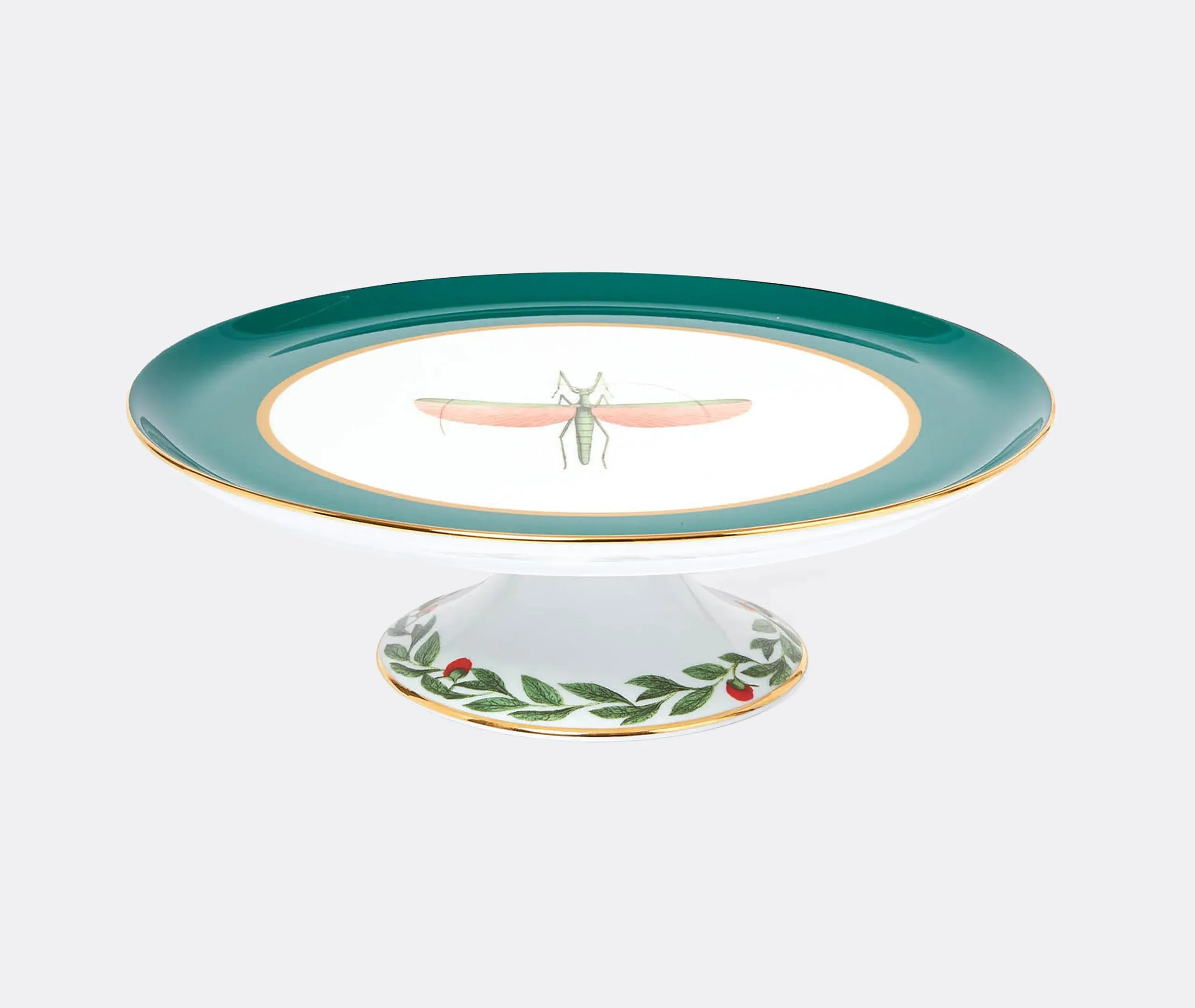 Libellula Cake Stand - Green, Porcelain