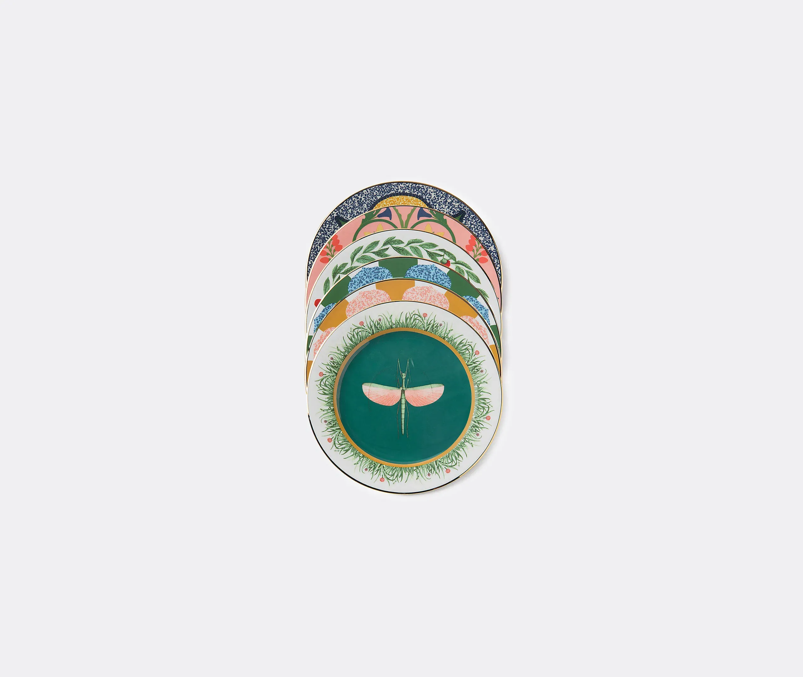 Libellula Dessert Plates Set of Six - Multicolour, Porcelain product