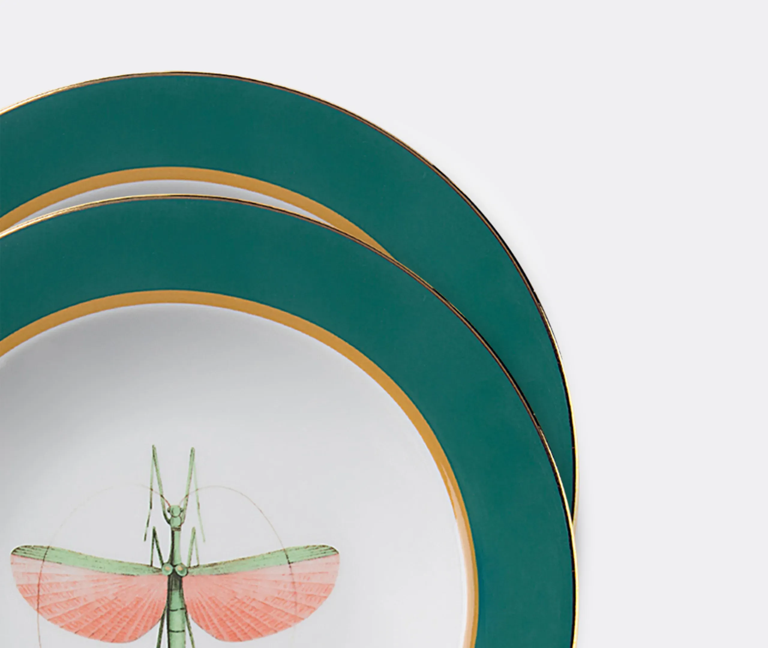 Libellula Soup Plate Set of Two - Green, Porcelain