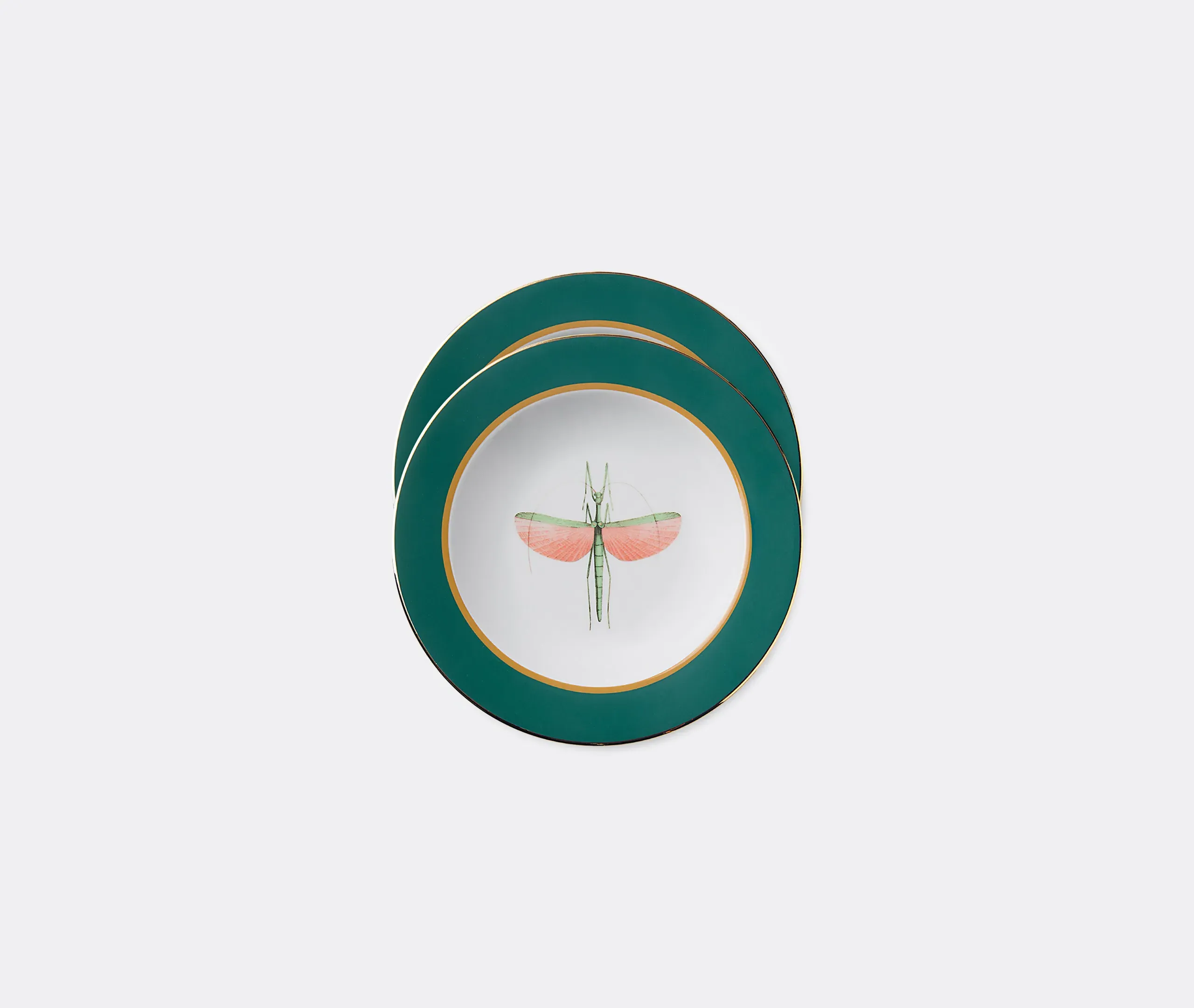 Libellula Soup Plate Set of Two - Green, Porcelain