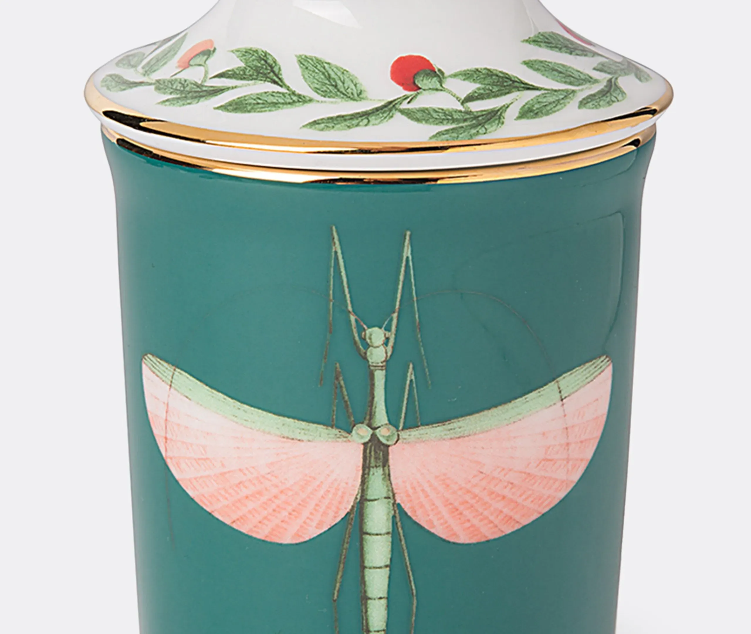 Lidded Mug with Gold Trim - Multicolor, Porcelain