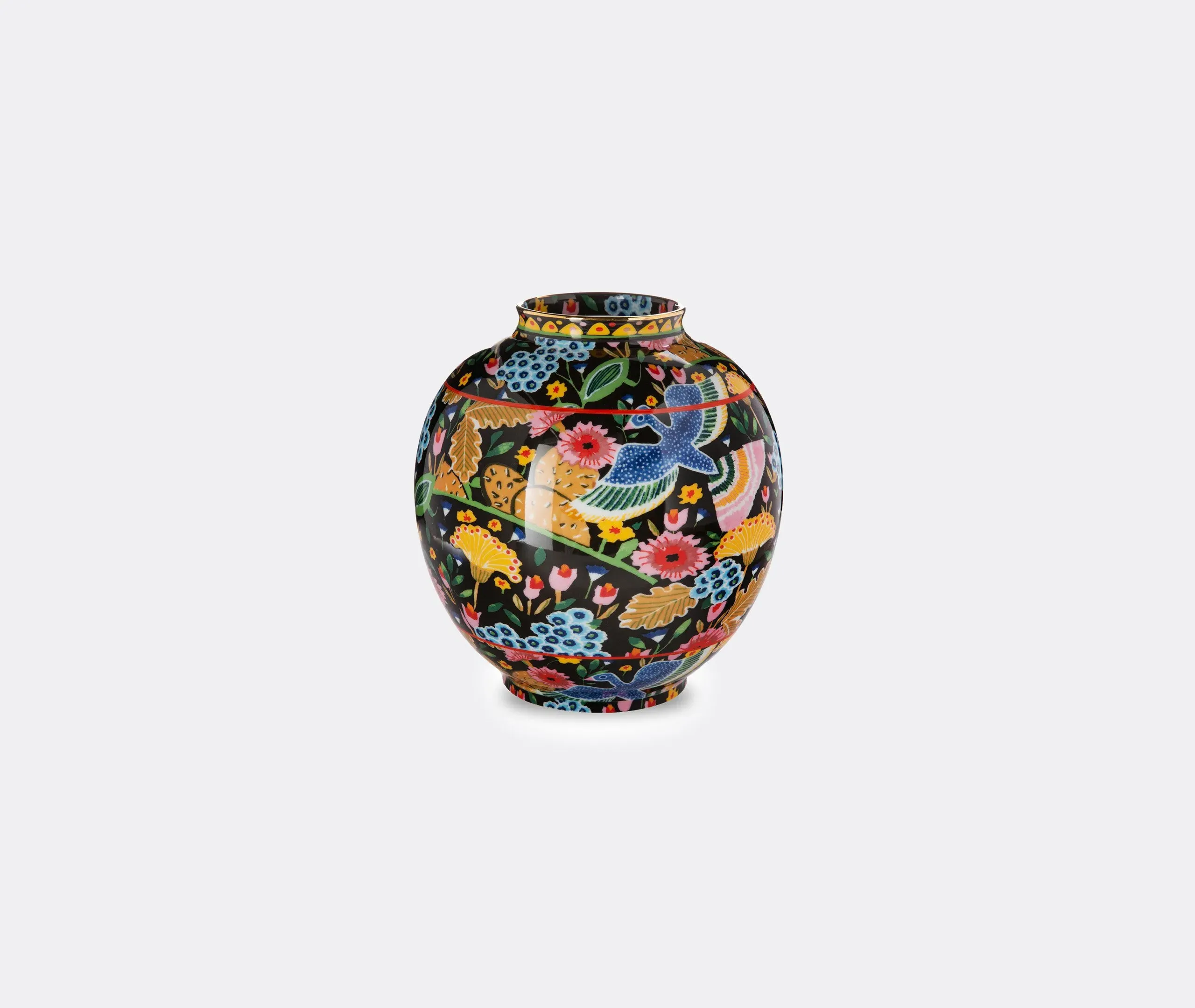 Medium Bubble Vase with Gold Trim - Black, Porcelain image