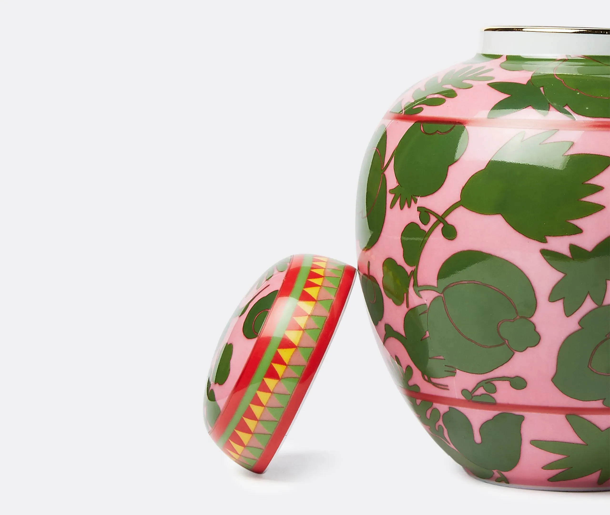 Medium Tea Jar with Gold Trim - Multicolor