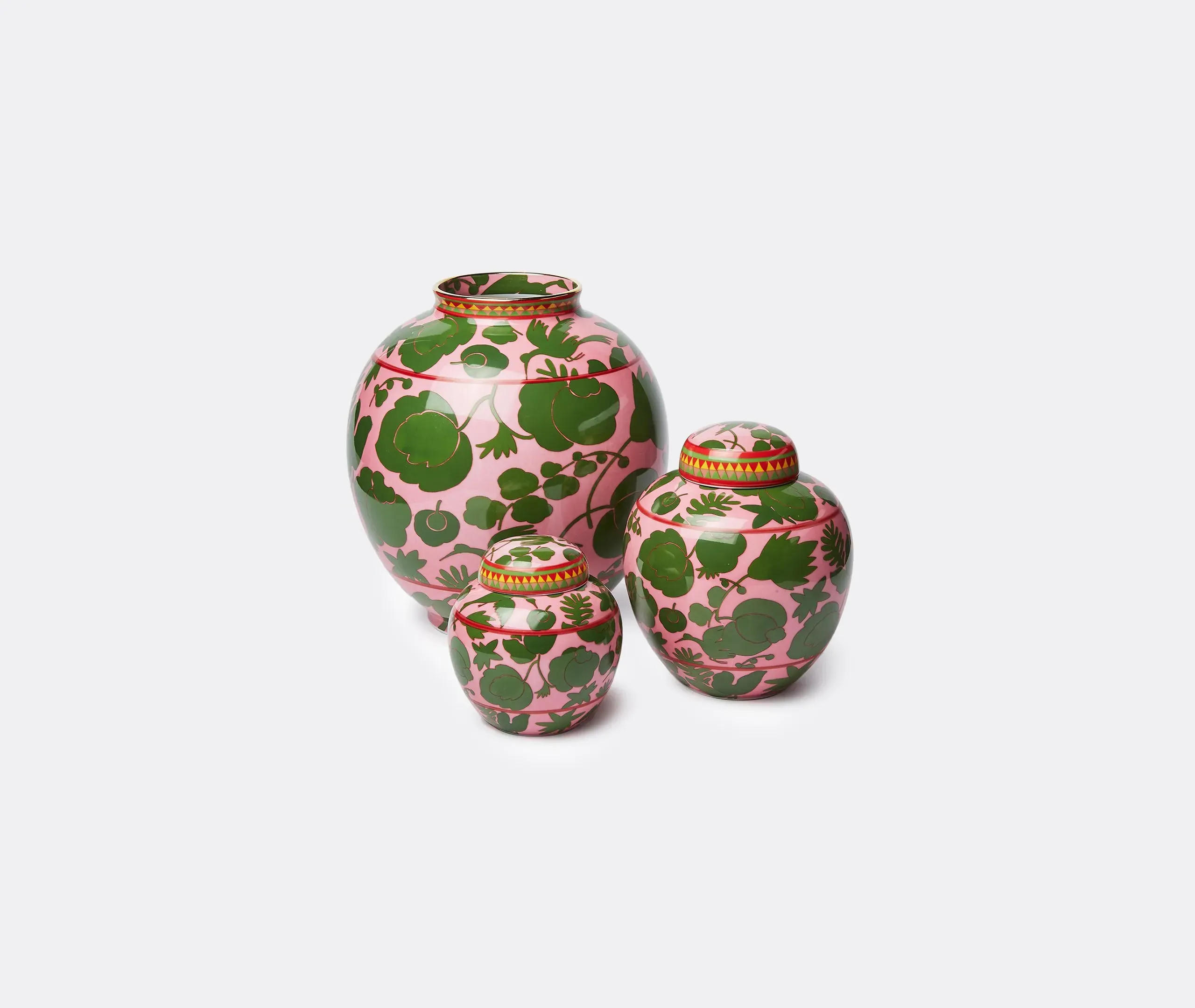 Medium Tea Jar with Gold Trim - Multicolor