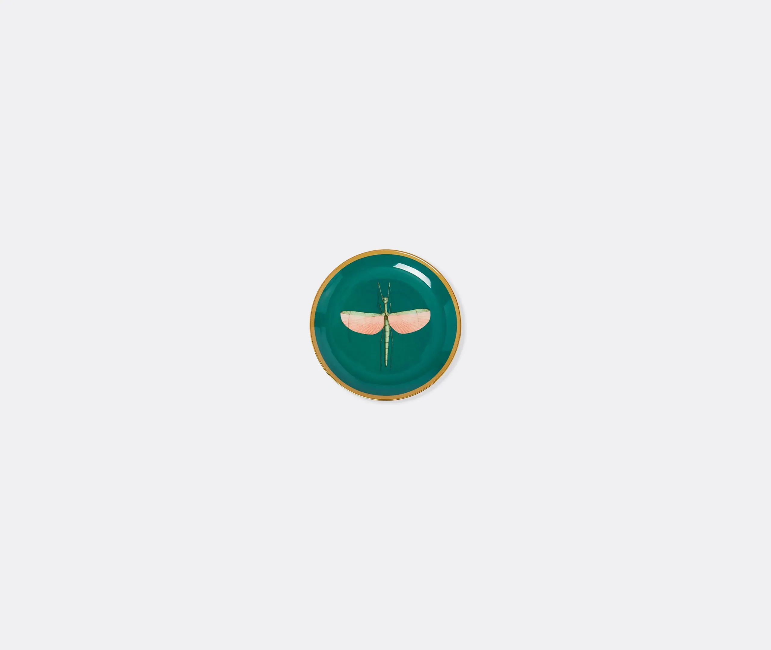 Mini Plate Set with Dragonfly Design - Green, Porcelain image