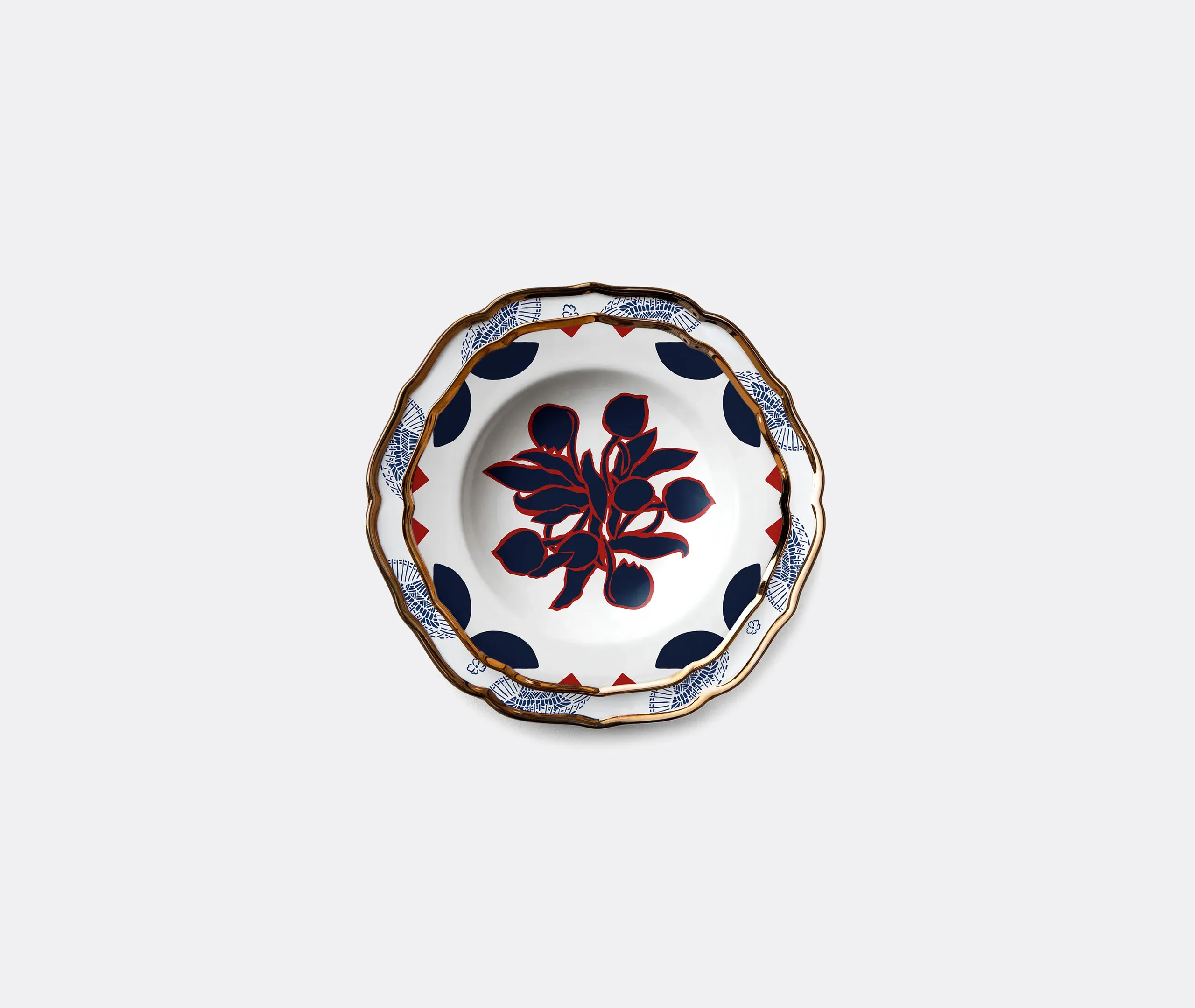 Oppio Soup and Dinner Plate Set - Multicolour, Porcelain product