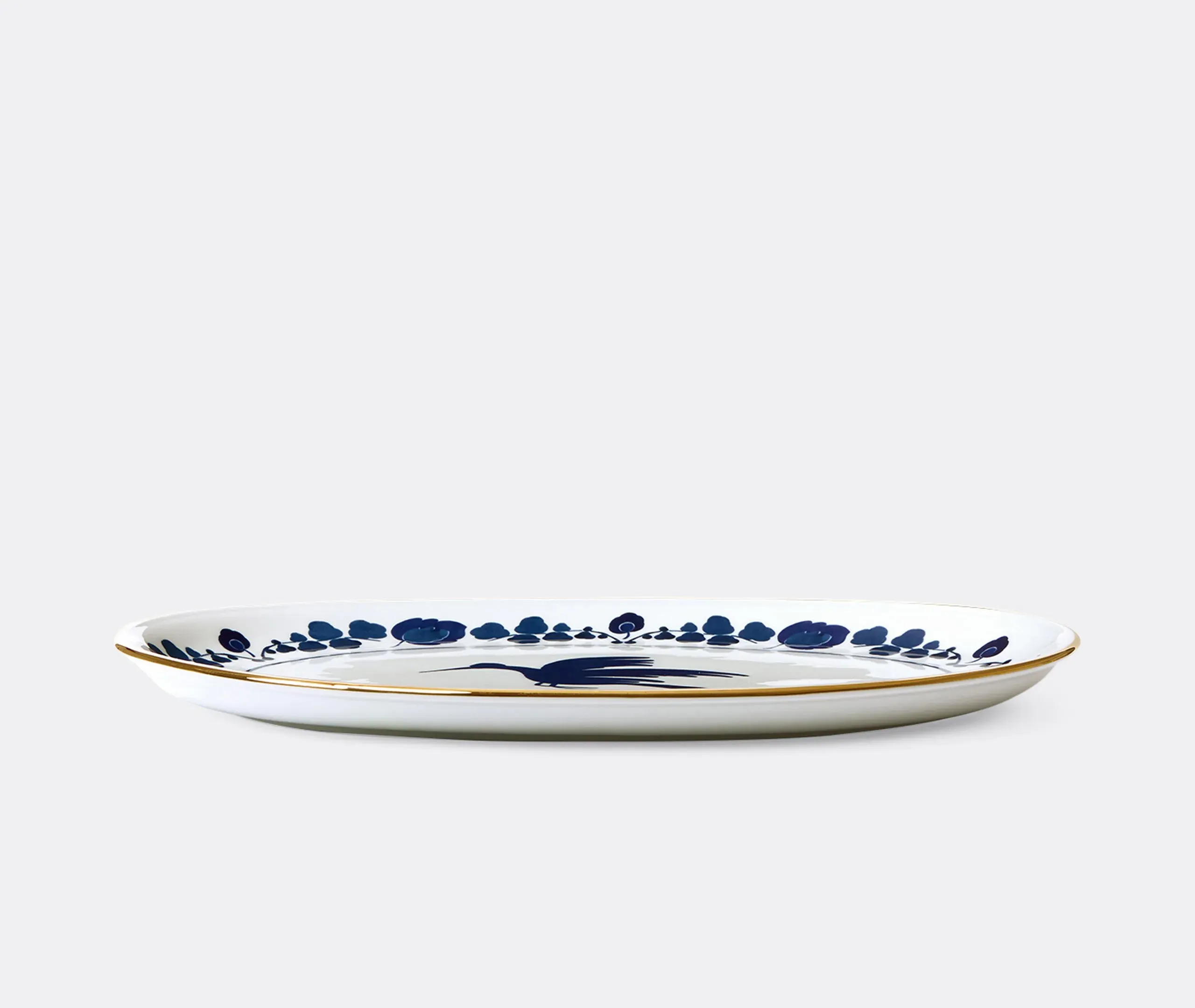 Oval Platter with Gold Edging - Blue, Porcelain