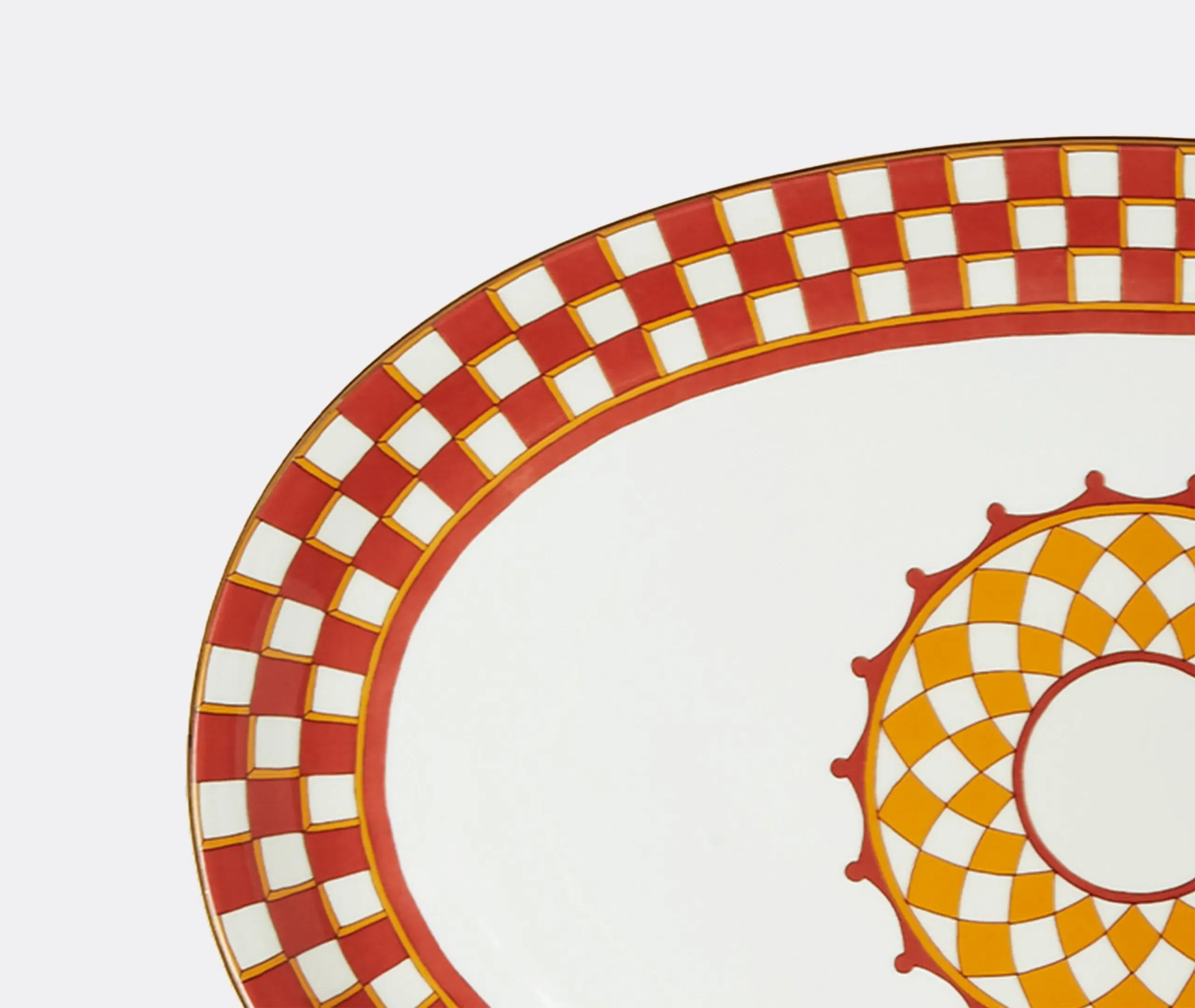 Oval Platter with Gold Trim - Multicolor, Porcelain
