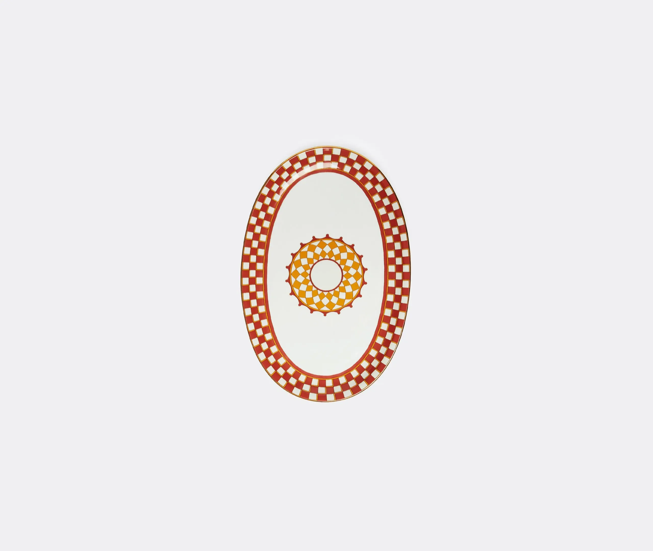 Oval Platter with Gold Trim - Multicolor, Porcelain