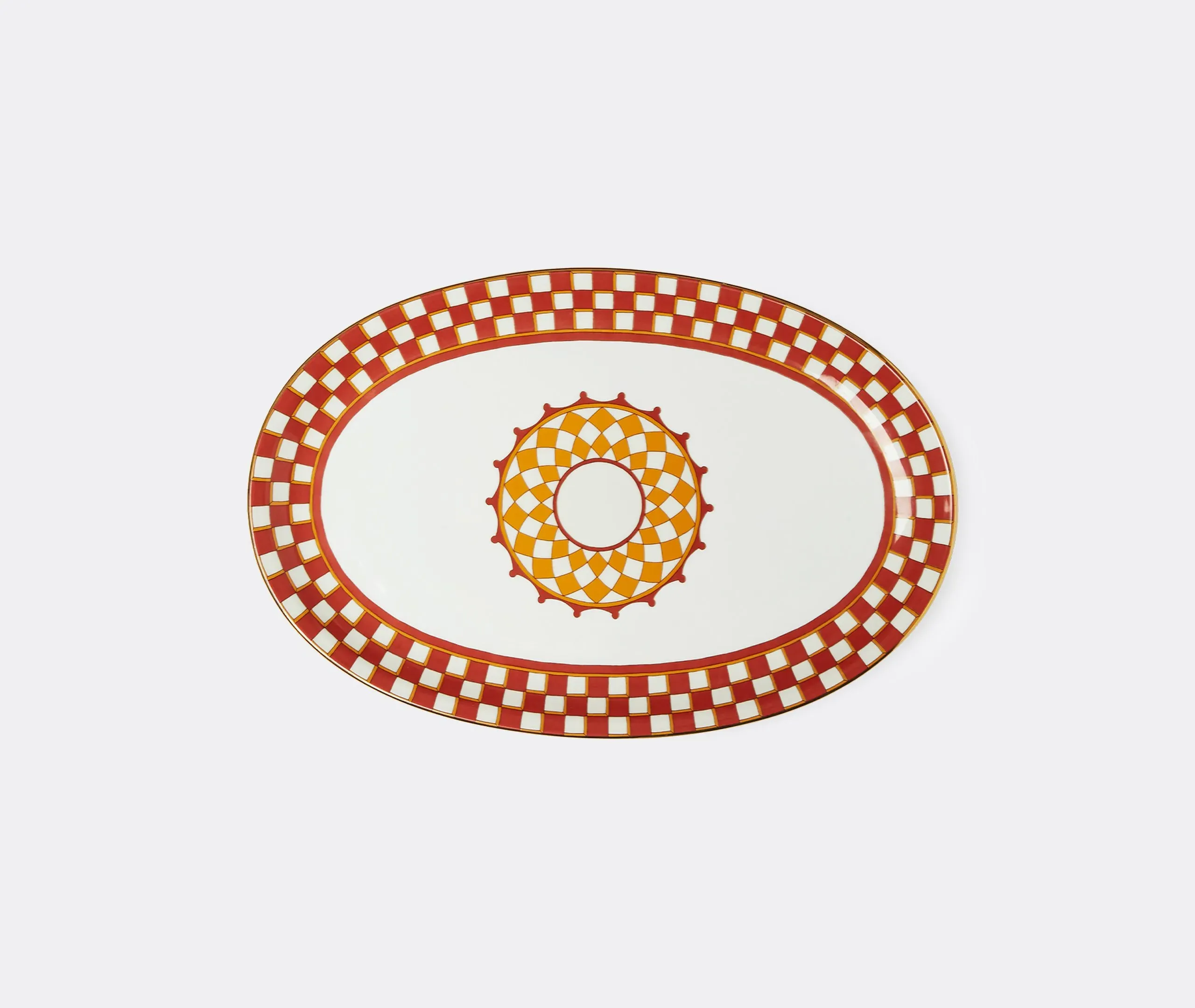 Oval Platter with Gold Trim - Multicolor, Porcelain