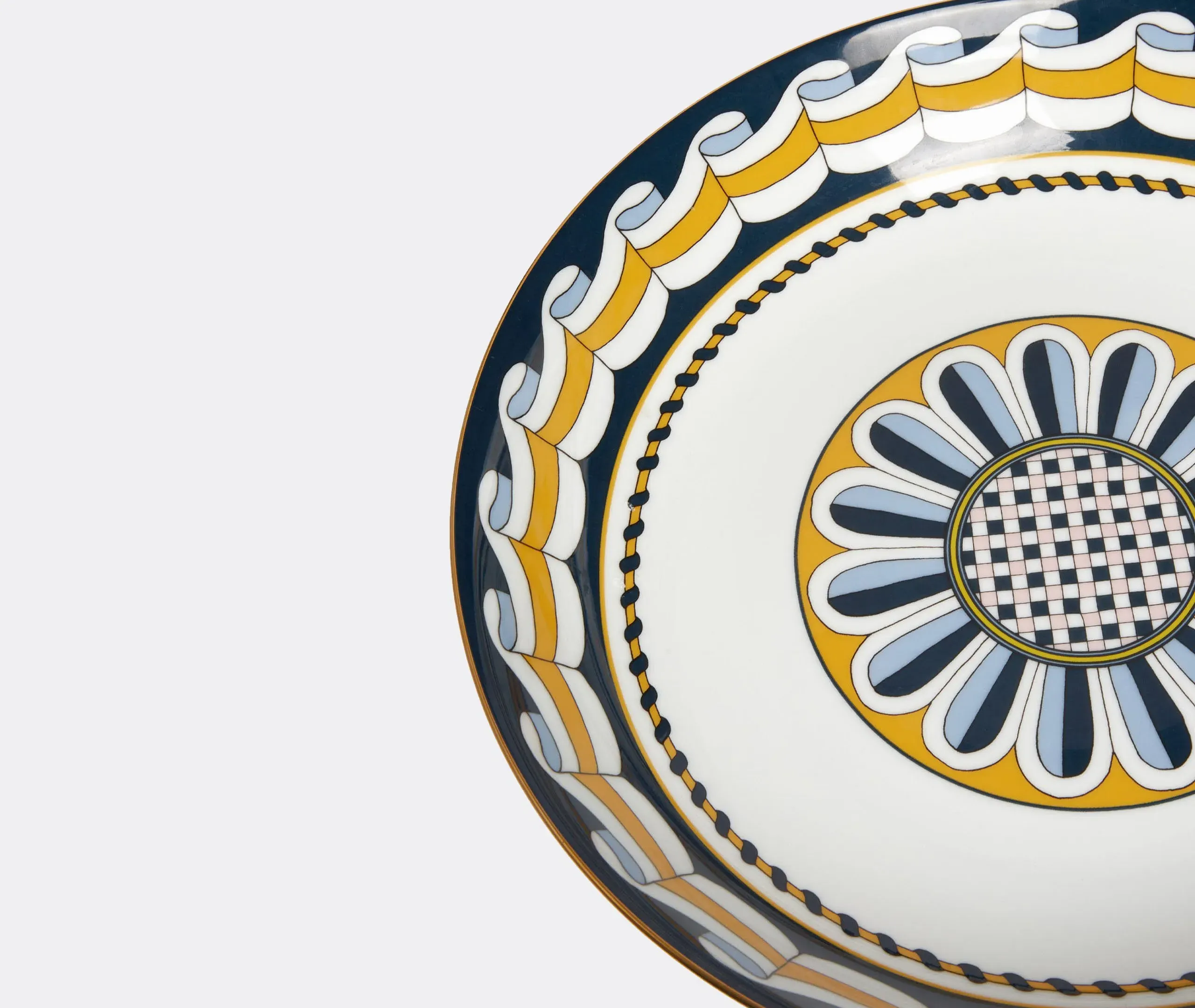 Pasta Bowl with Gold Rim - Multicolor, Ceramic