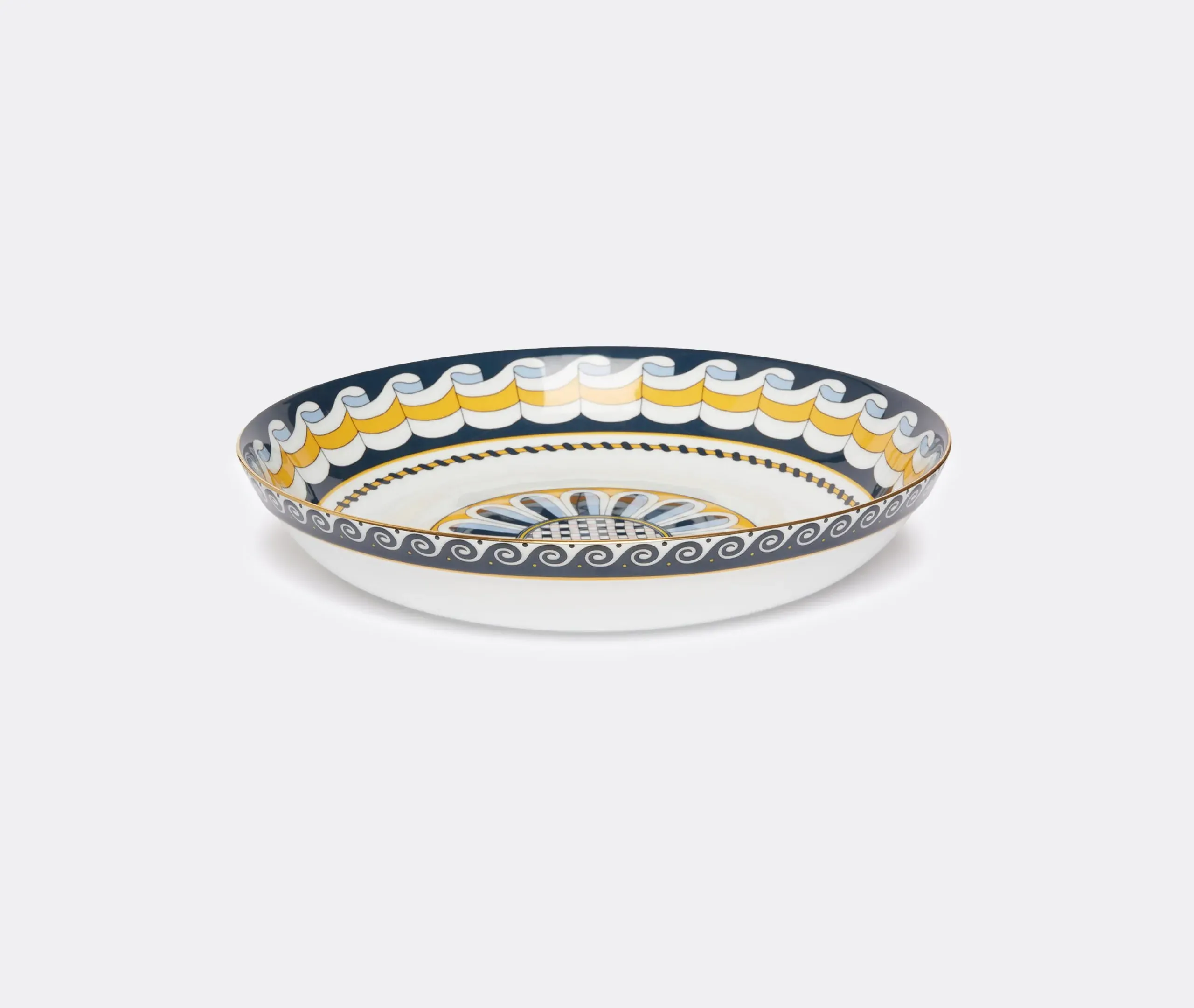 Pasta Bowl with Gold Rim - Multicolor, Ceramic
