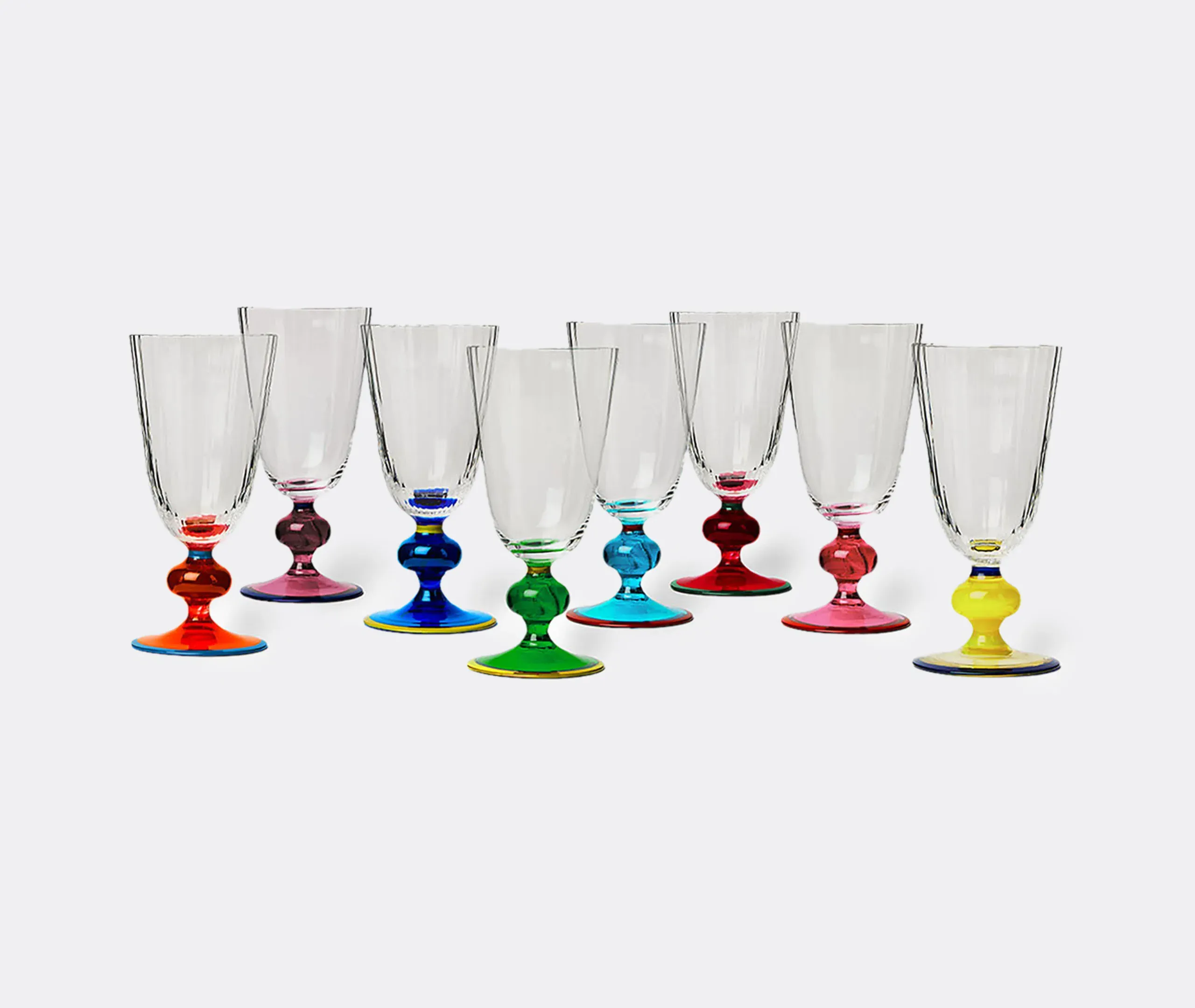 Perfetto Wine Glass Set of 8 - Multicolor, Murano Glass