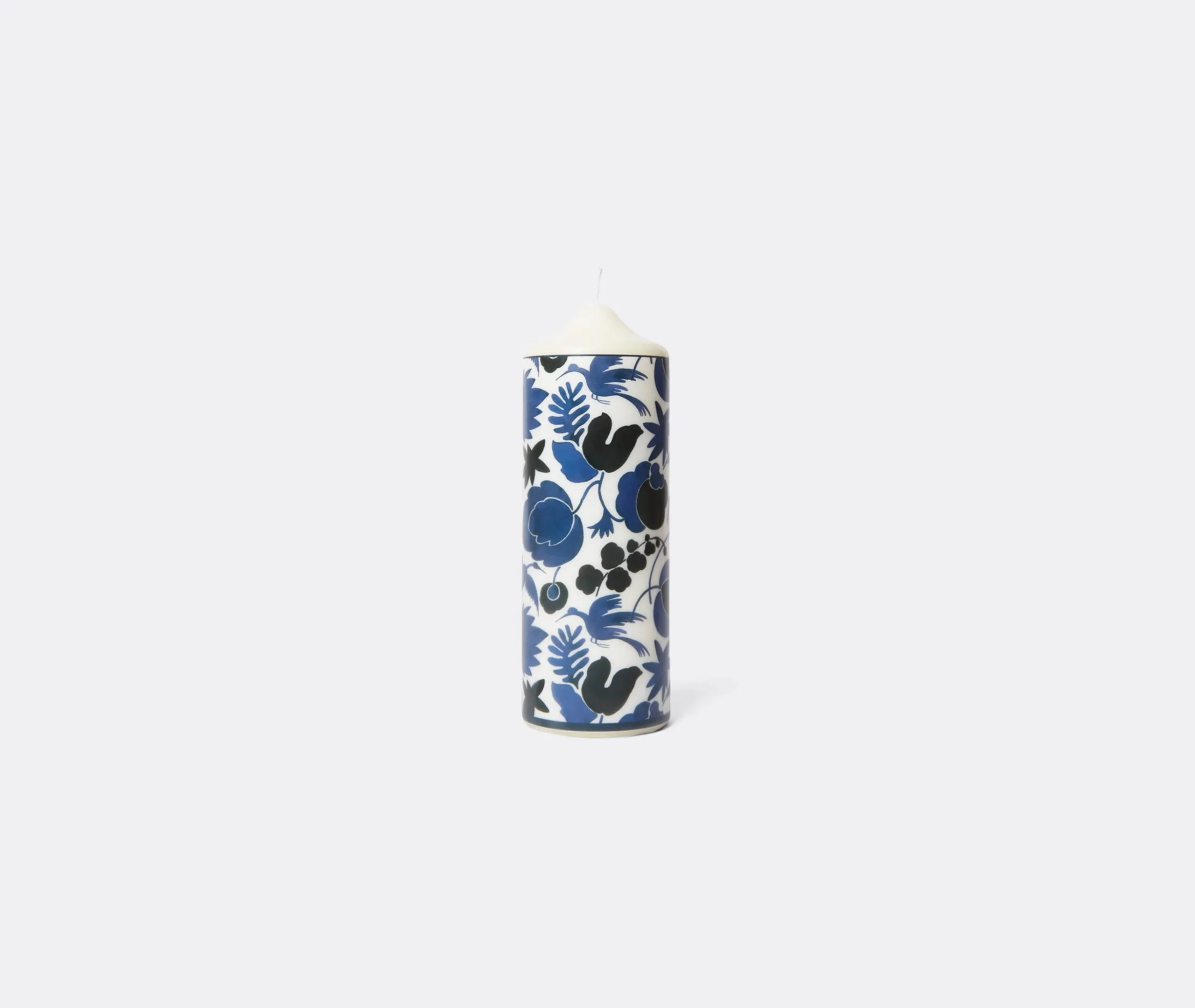 Pillar Candle with Bird Motifs - Blue, Wax image