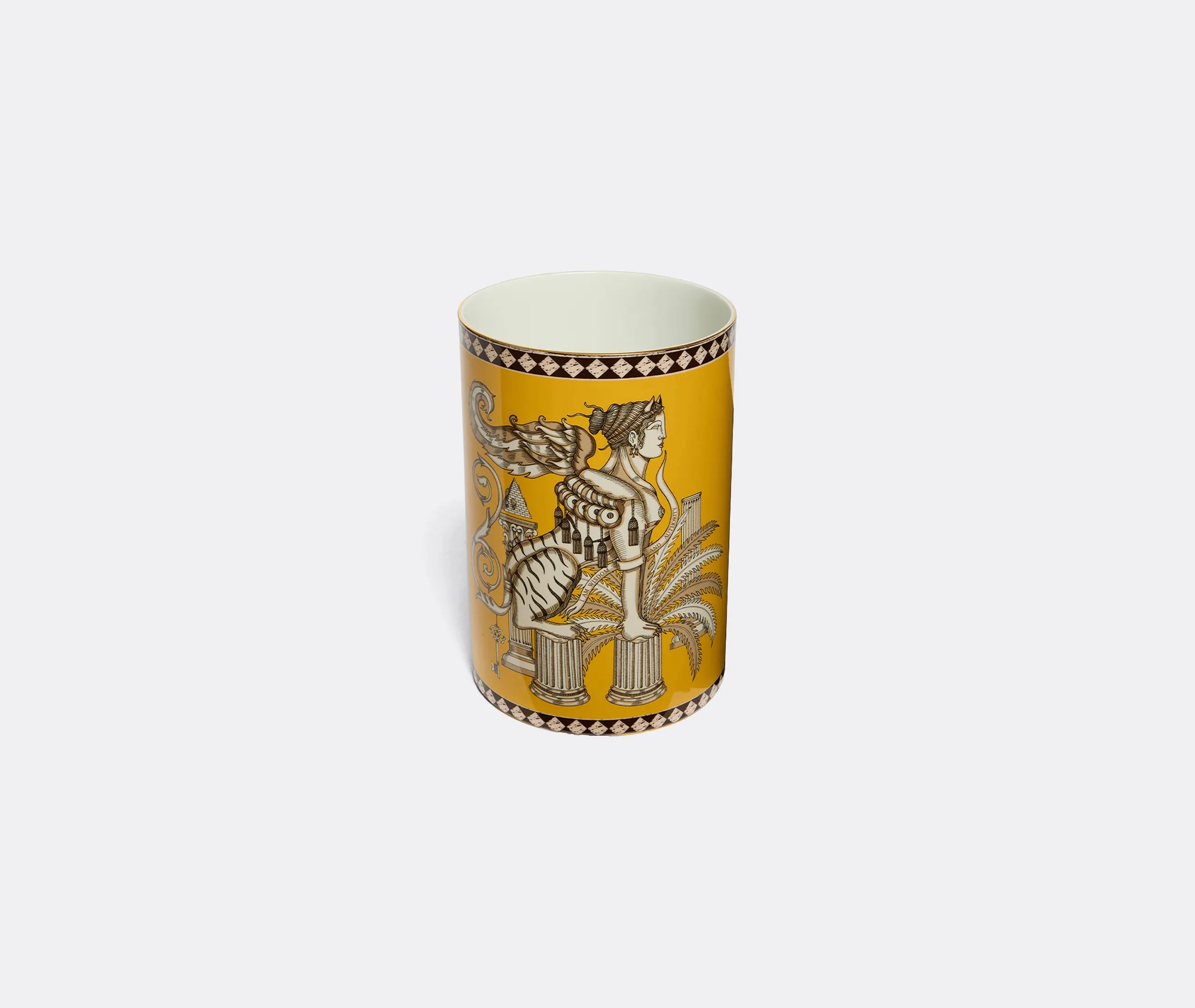 Pillar Vase with Etched Design - Saffron