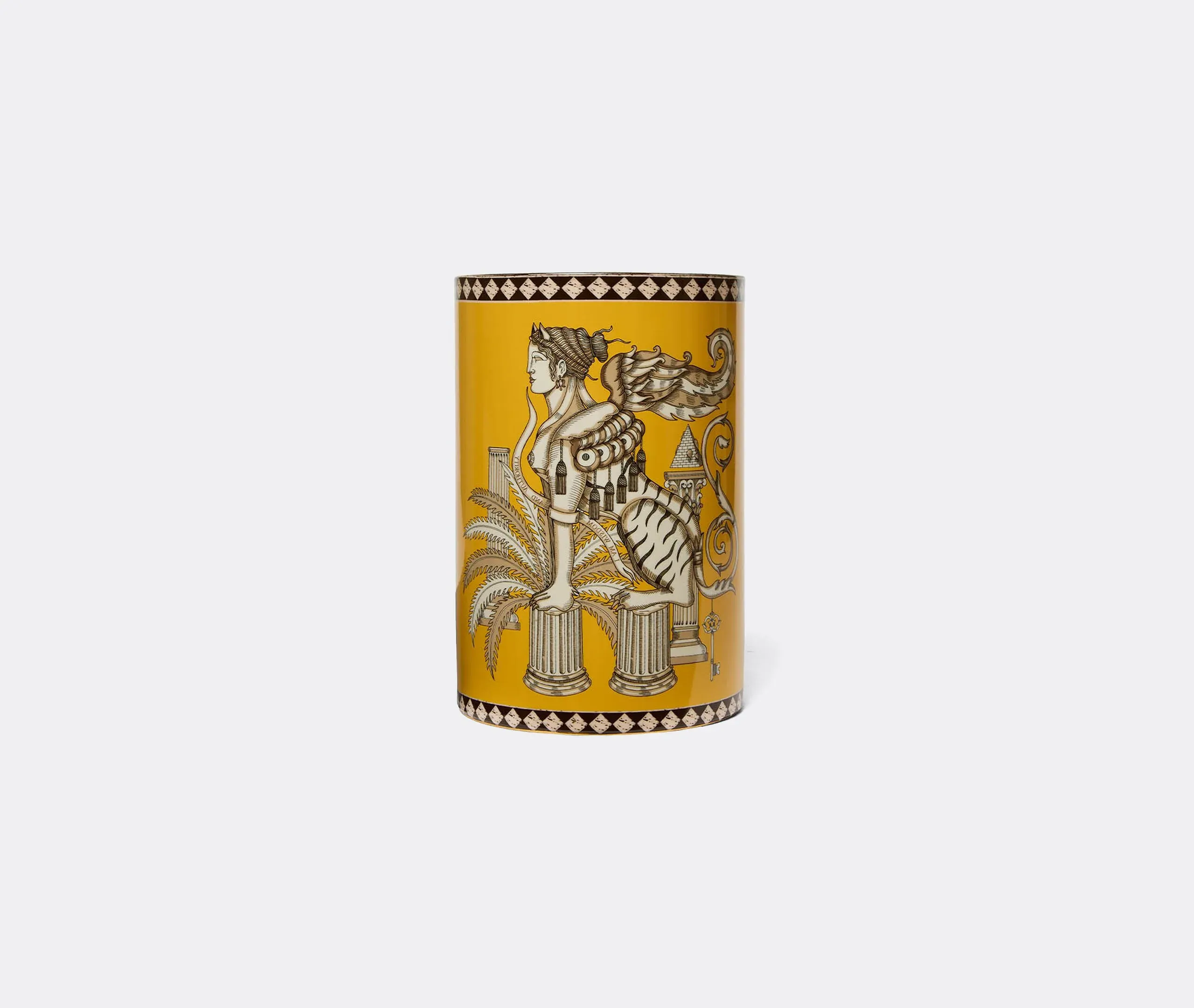 Pillar Vase with Etched Design - Saffron