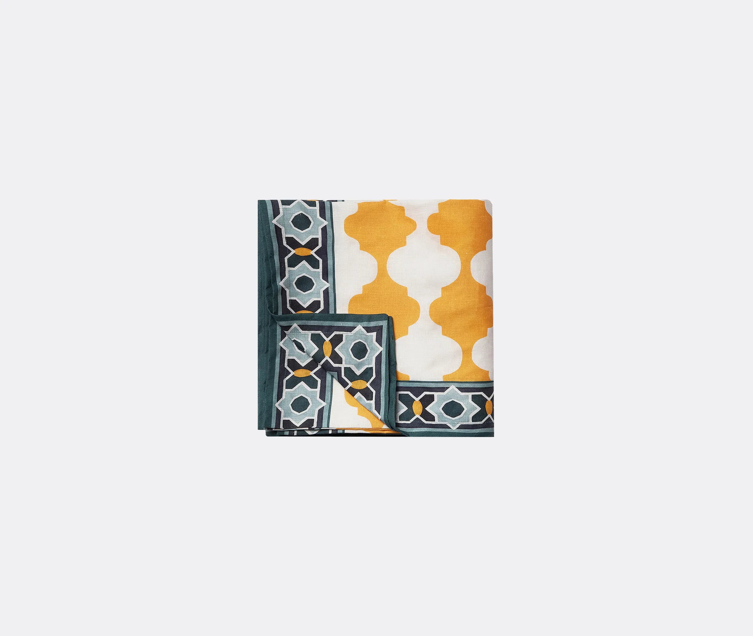 Plaza Medium Linen Tablecloth - Yellow, Multicolour