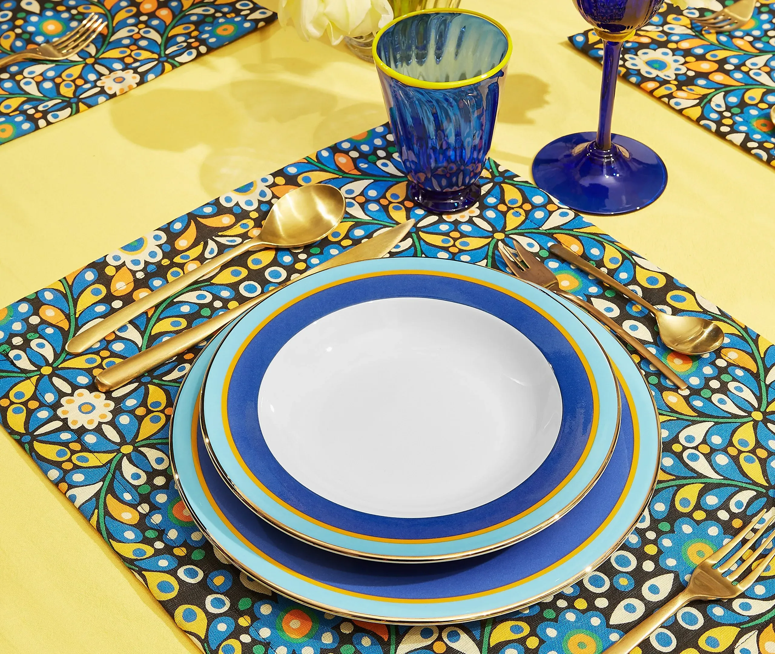 Rainbow Blu Dinner Plate Set - Blue, Porcelain