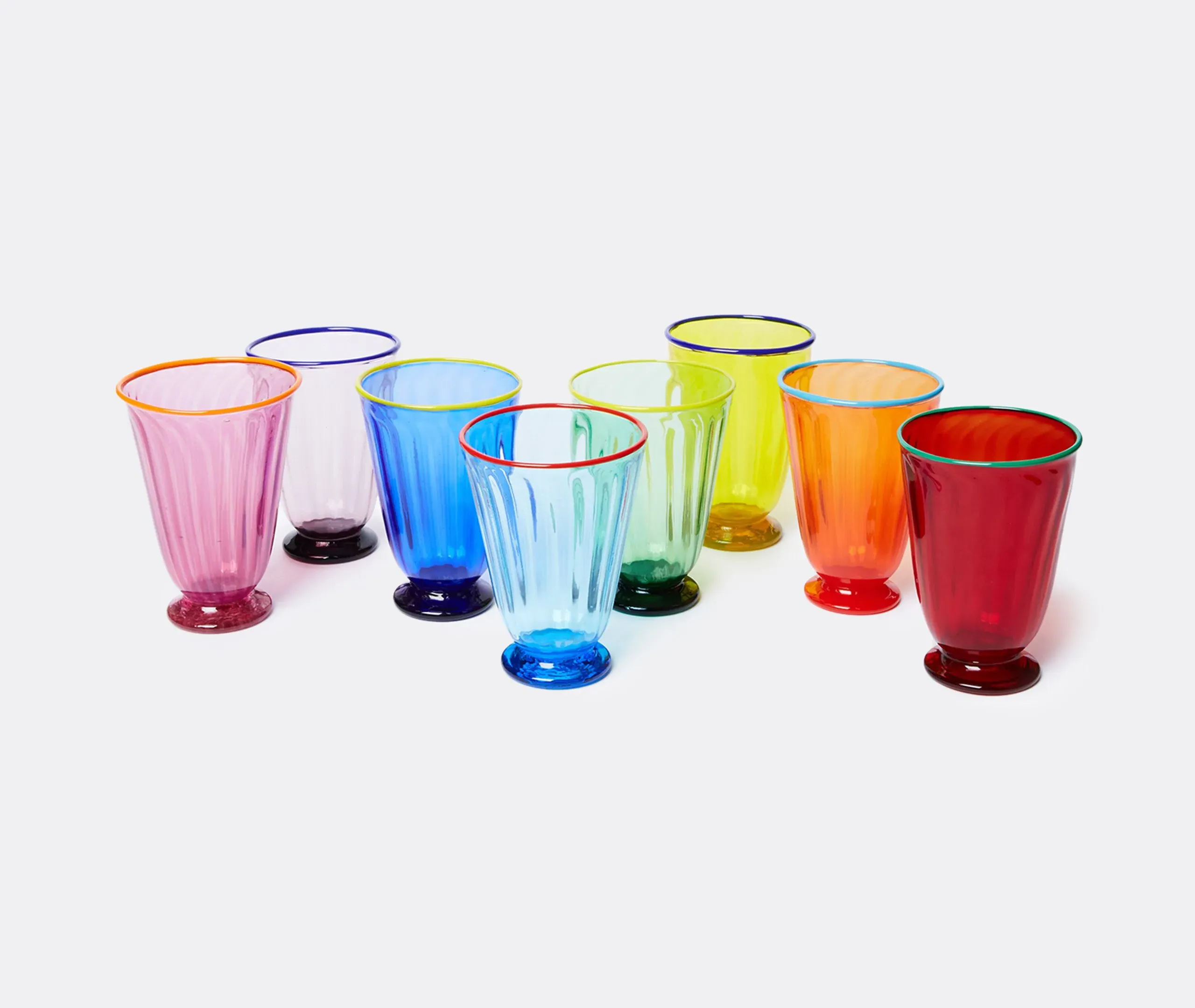 Rainbow Glasses Set of 8 - Multicolour, Murano Glass
