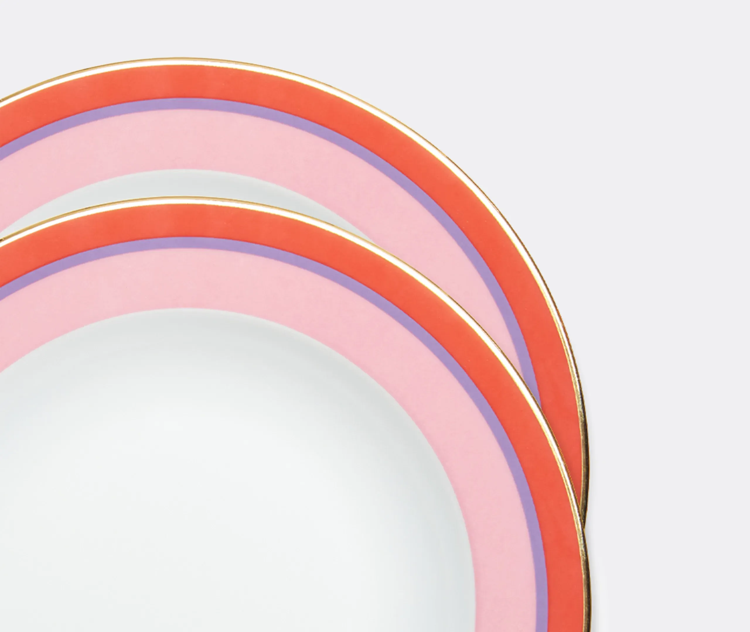 Rainbow Pink Soup Plate Set of Two - Pink, Porcelain