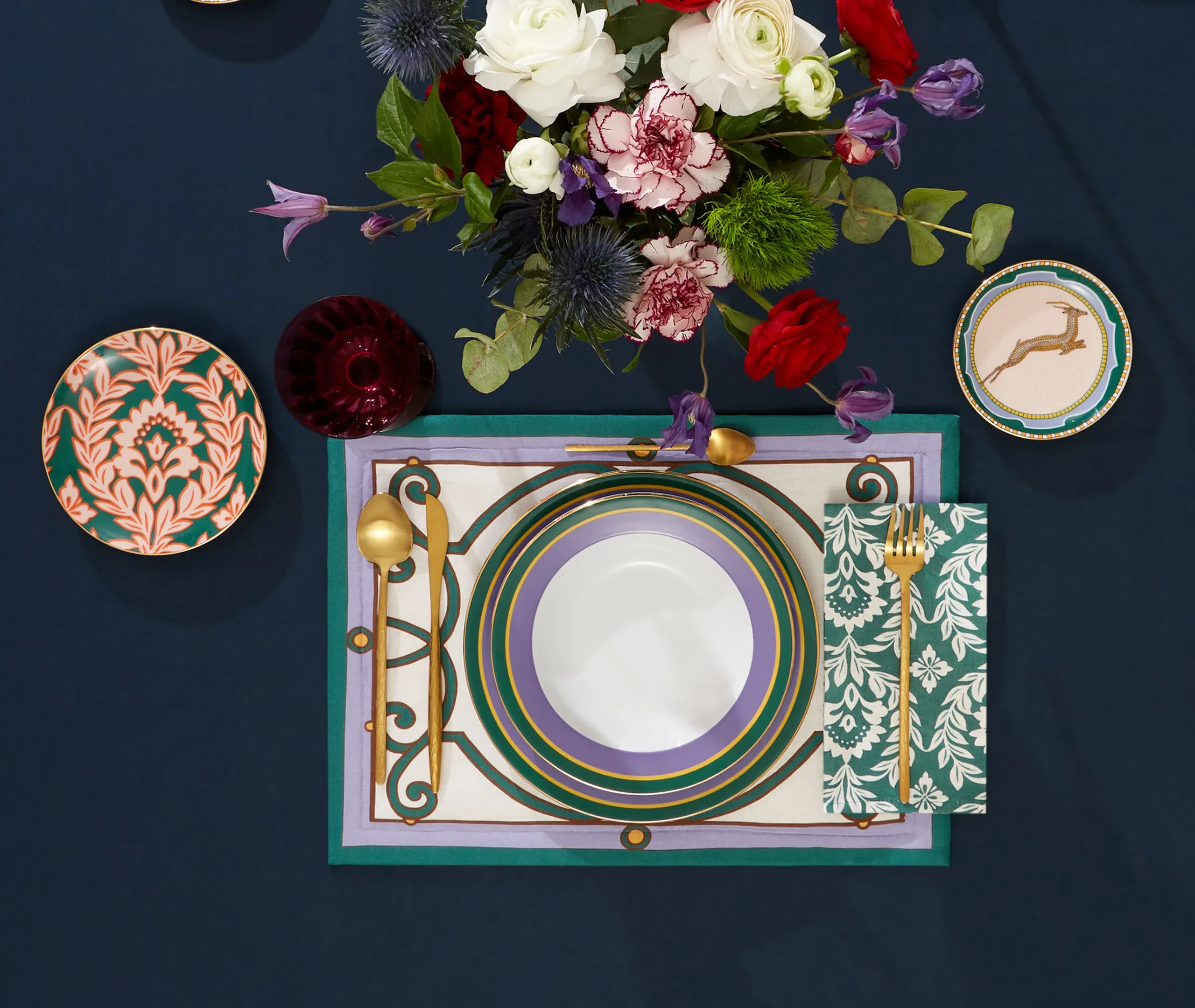 Rainbow Purple Soup Plate Set of Two - Purple, Porcelain