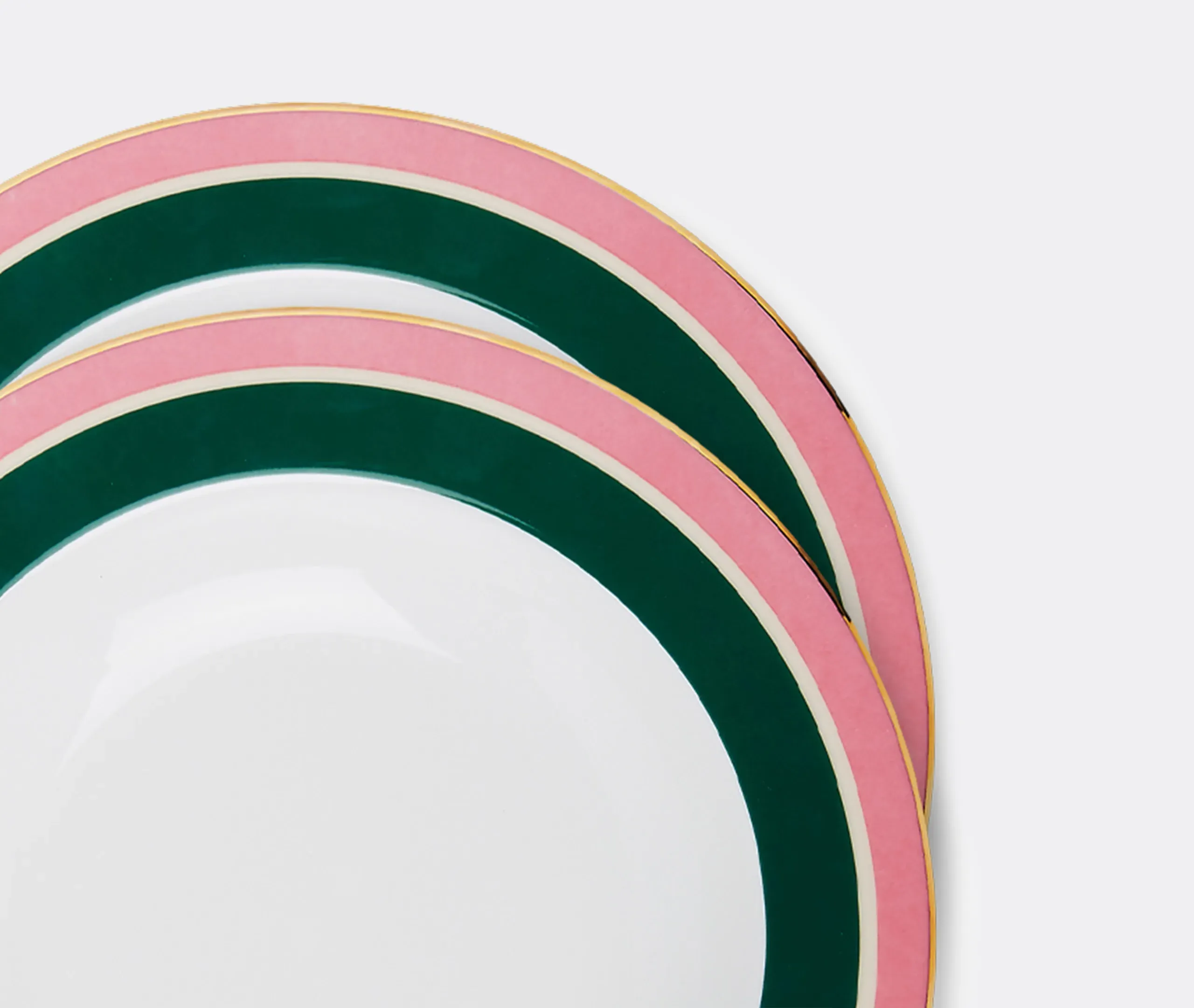 Rainbow Verde Soup Plate Set of Two - Green, Porcelain