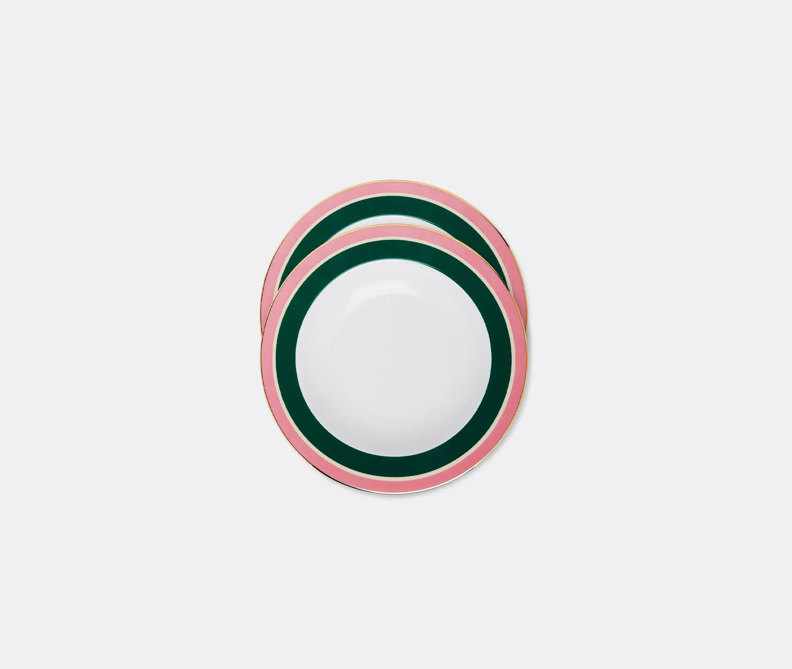 Rainbow Verde Soup Plate Set of Two - Green, Porcelain