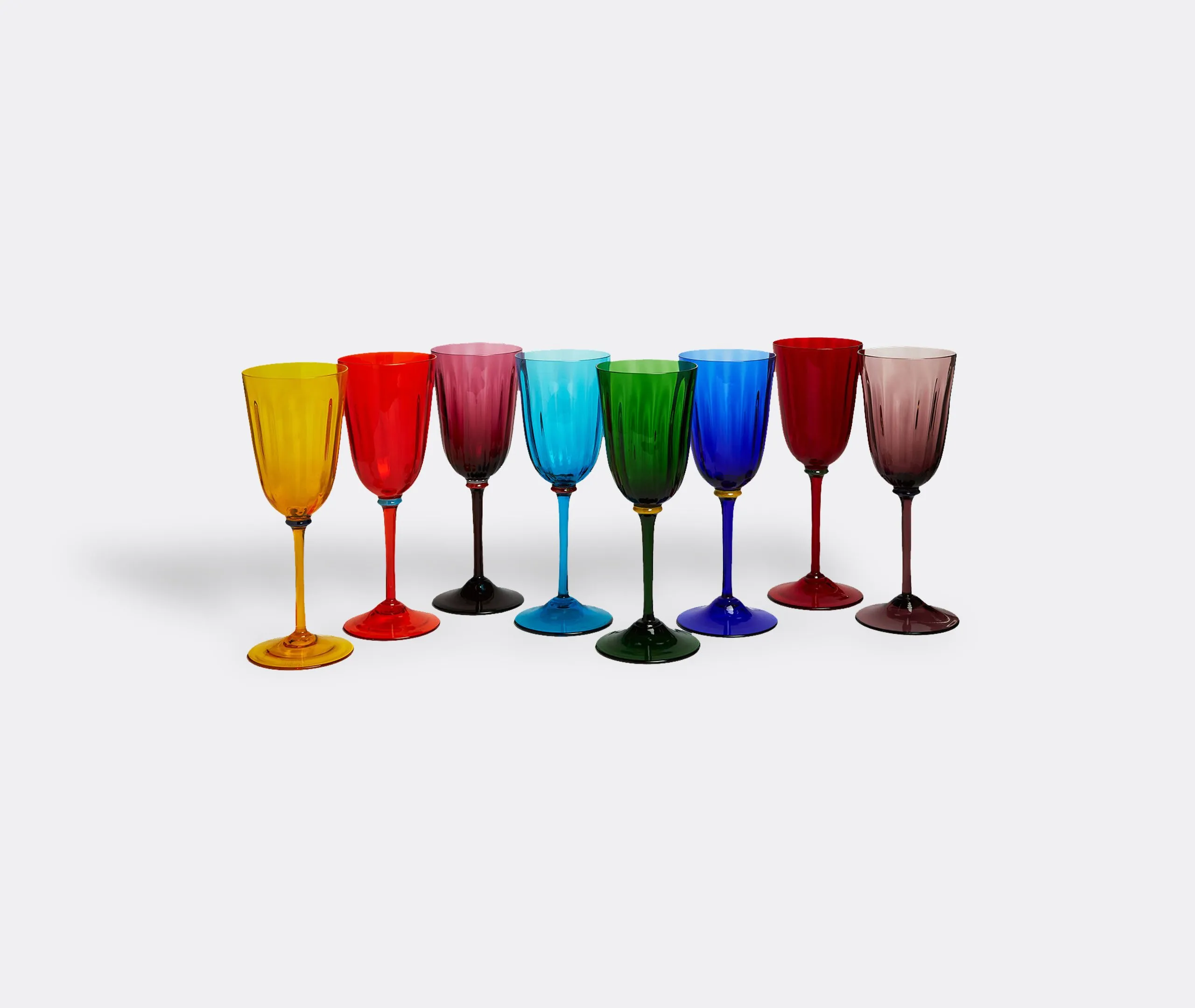 Rainbow Wine Glasses Set of 8 - Multicolor, Murano Glass