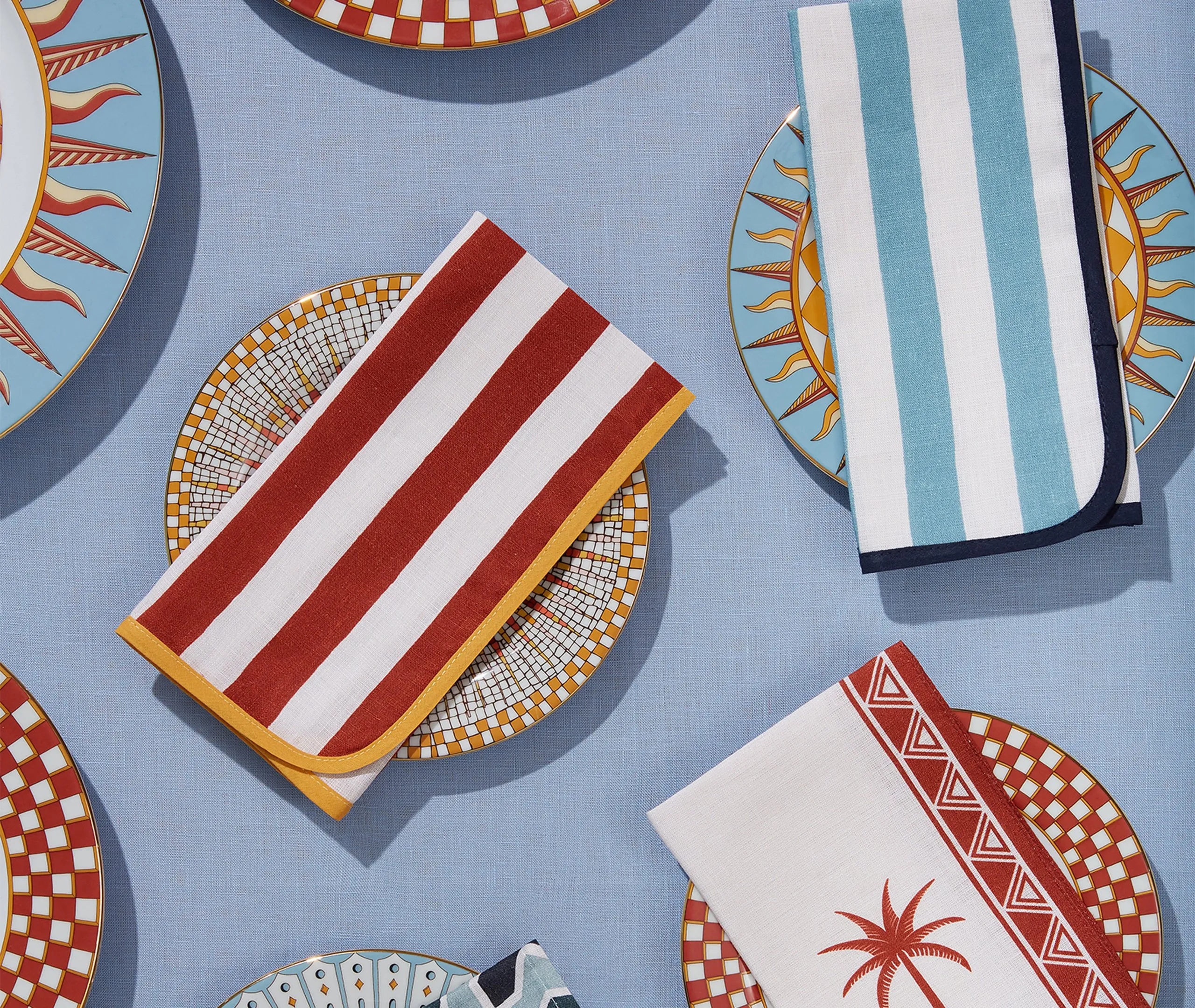 Riviera Mattone Linen Napkins Set of 2 - Multicolor