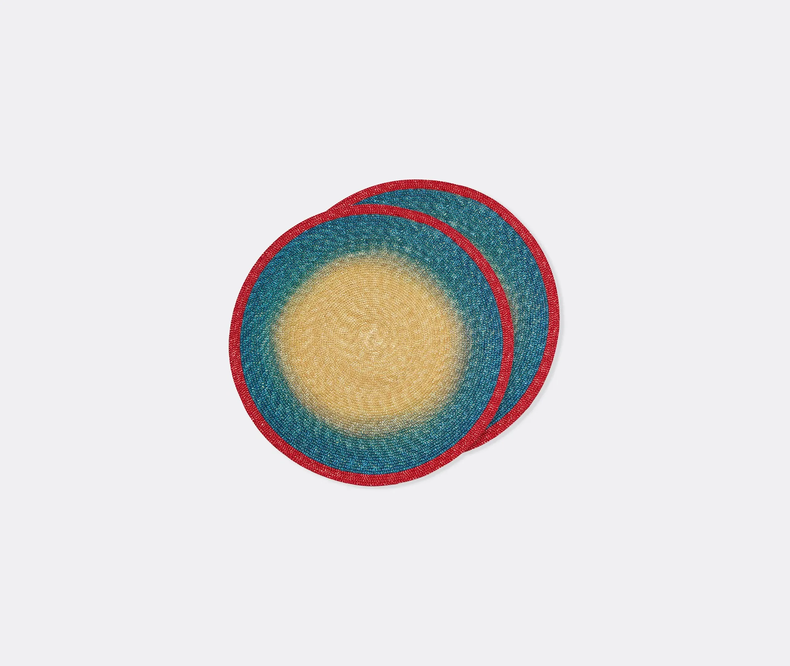 Round Placemat Set of 2 - Blue, Palm Straw