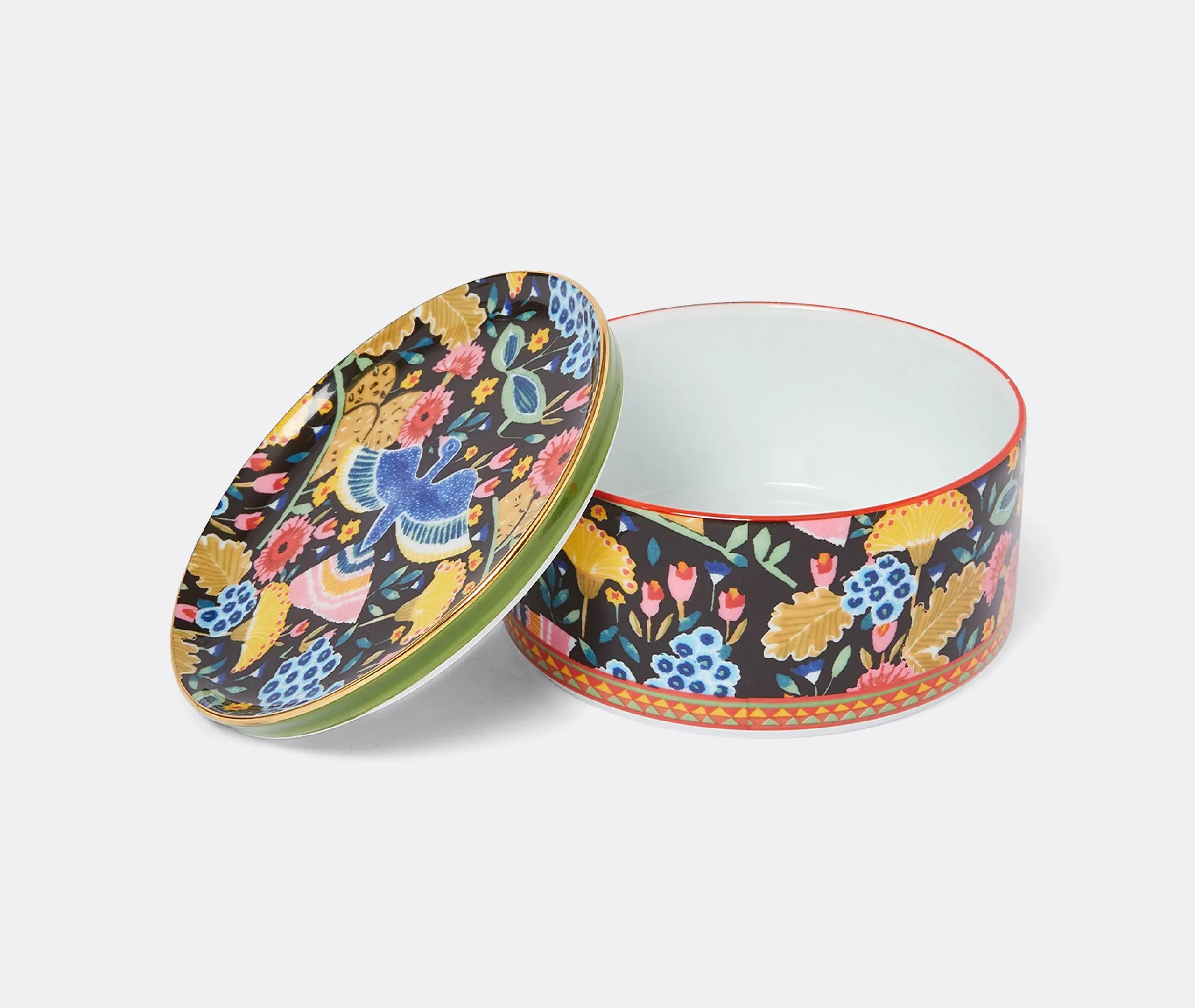 Round Trinket Box with Lid - Black, Porcelain