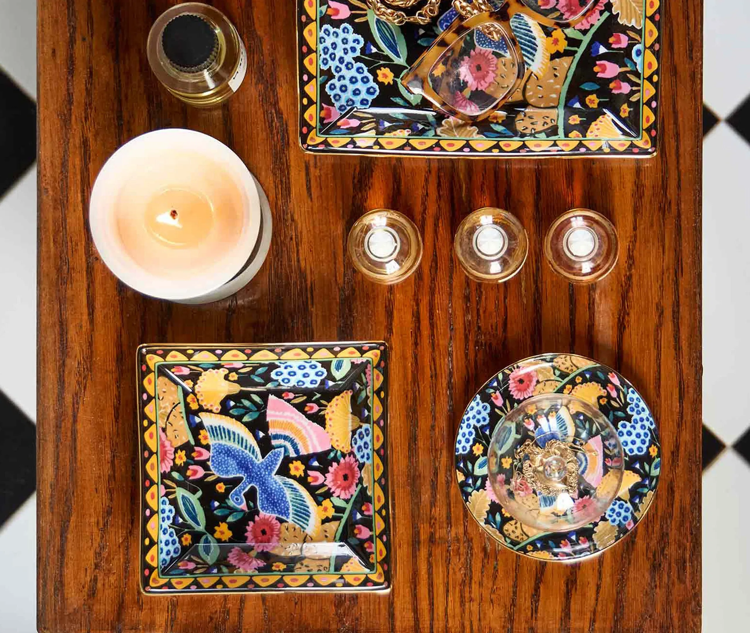Round Trinket Tray - Black, Porcelain