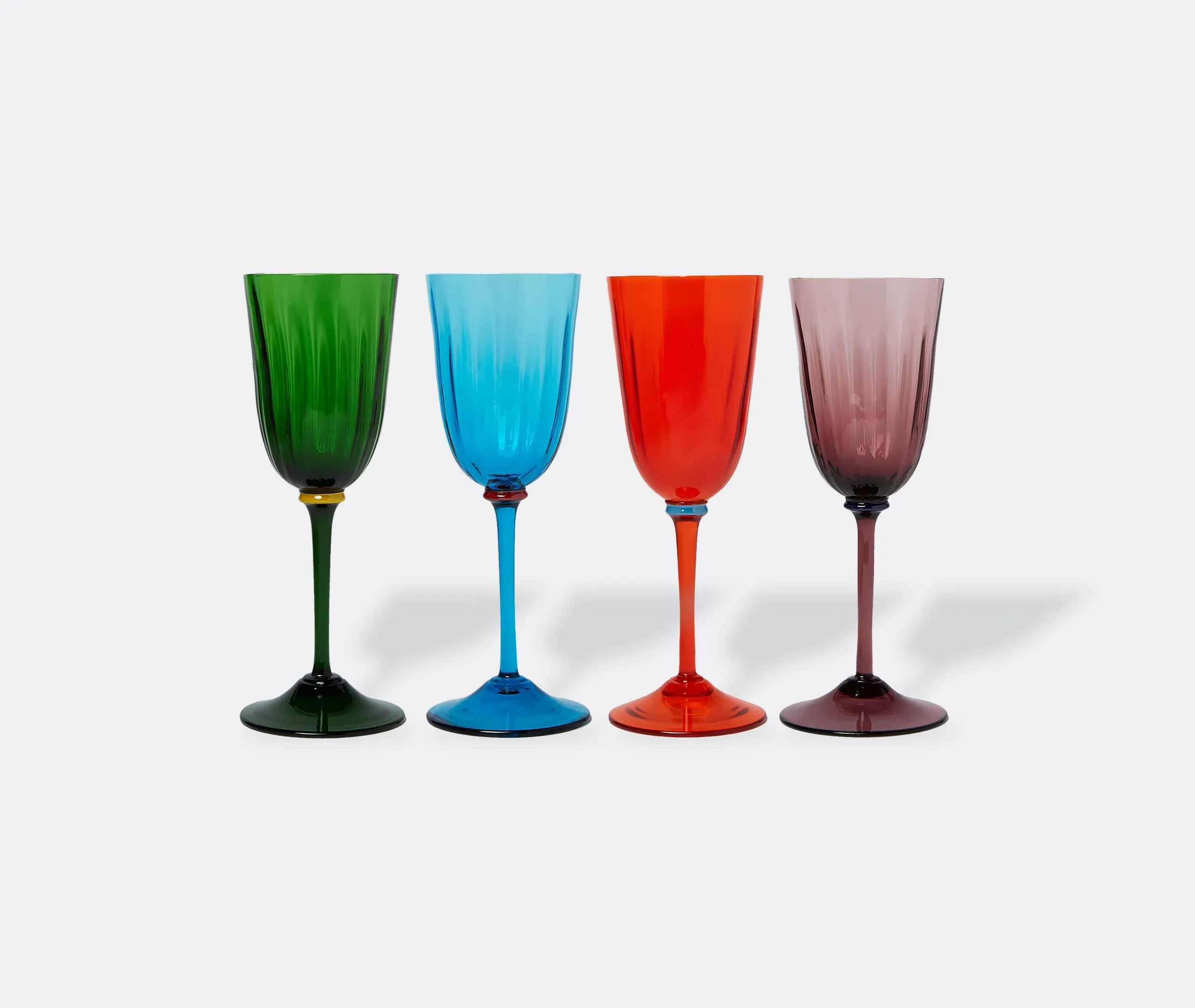 Salviati Rainbow Rigadin Wine Glasses Set of Eight - Multicolour, Murano Glass alternate view
