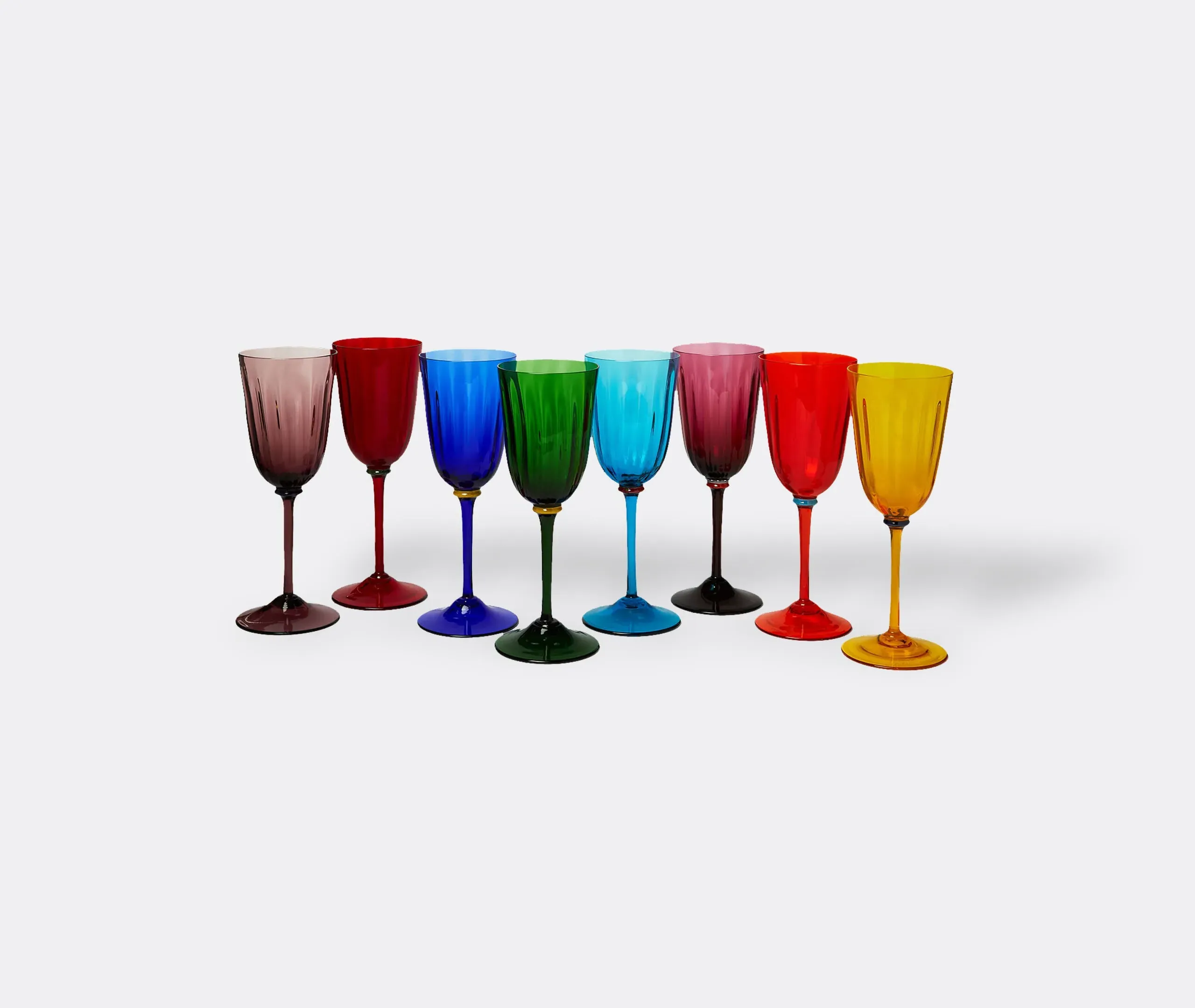 Salviati Rainbow Rigadin Wine Glasses Set of Eight - Multicolour, Murano Glass product