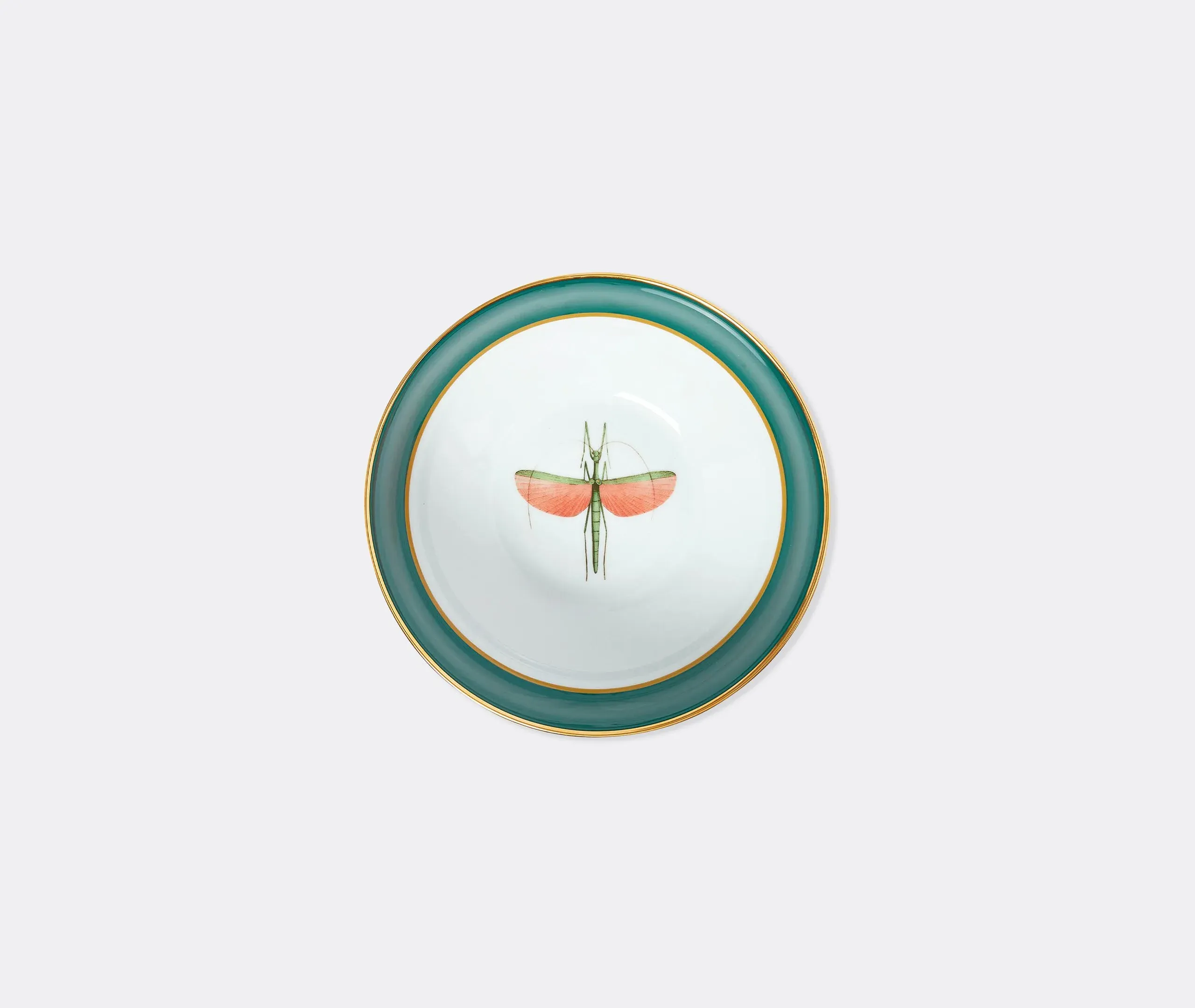 Serving Bowl with Dragonfly - Green, Porcelain