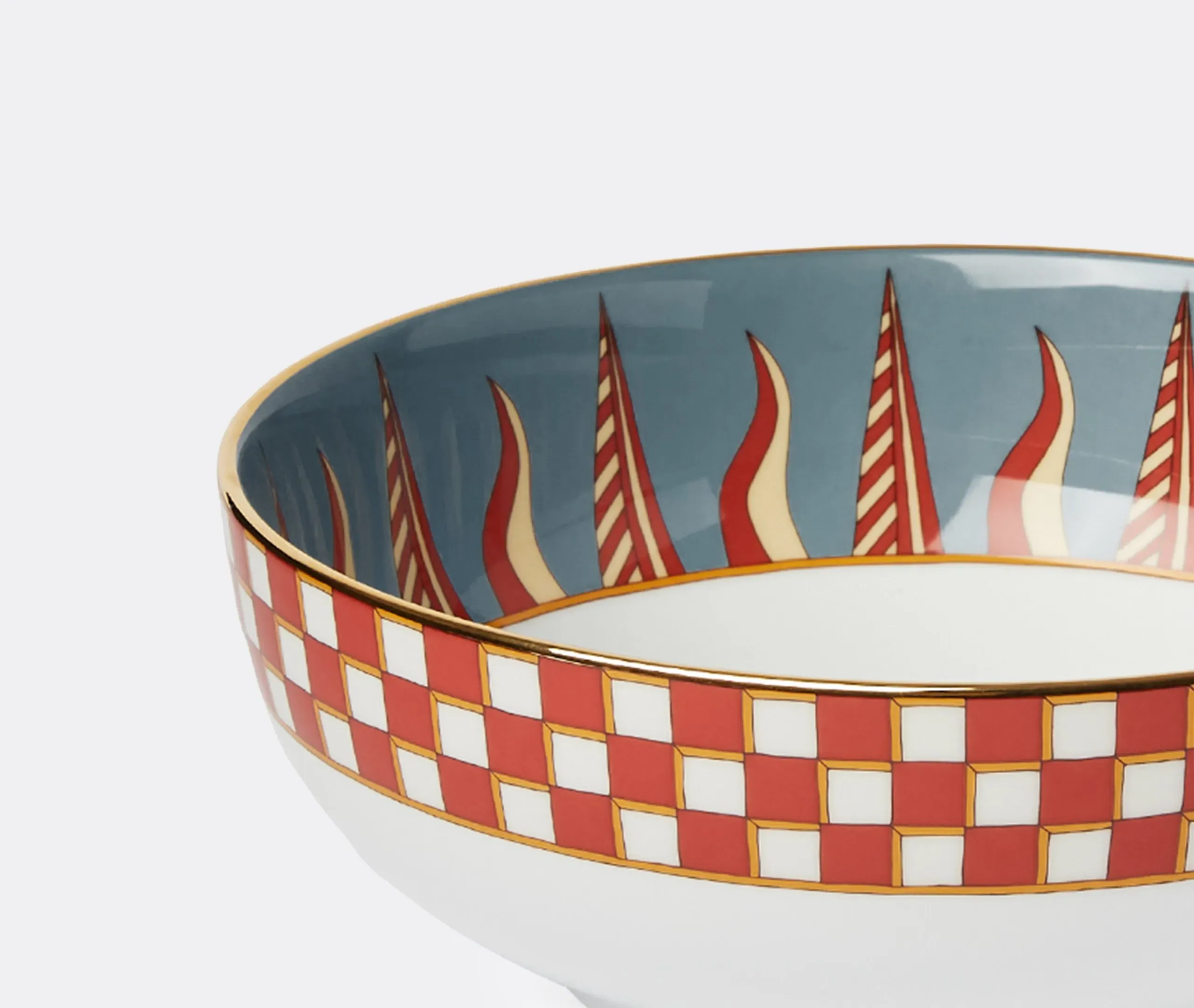 Serving Bowl with Gold Trim - Multicolor