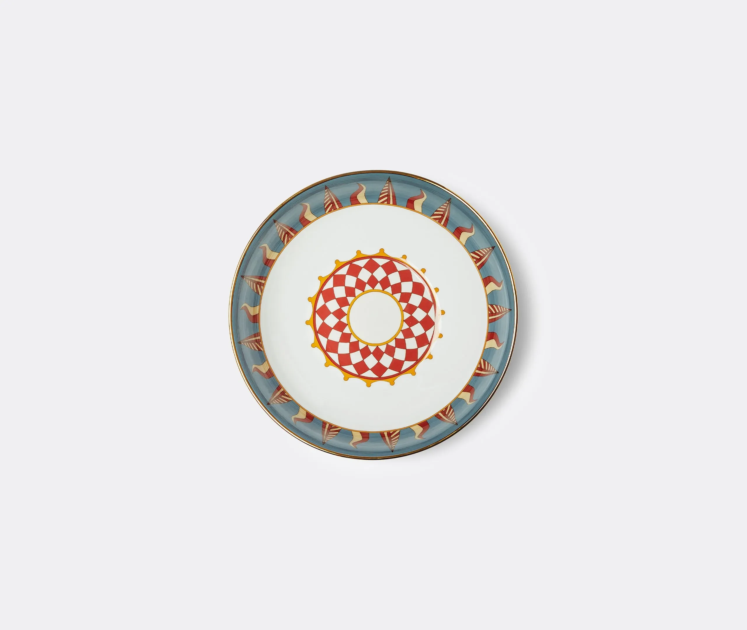 Serving Bowl with Gold Trim - Multicolor