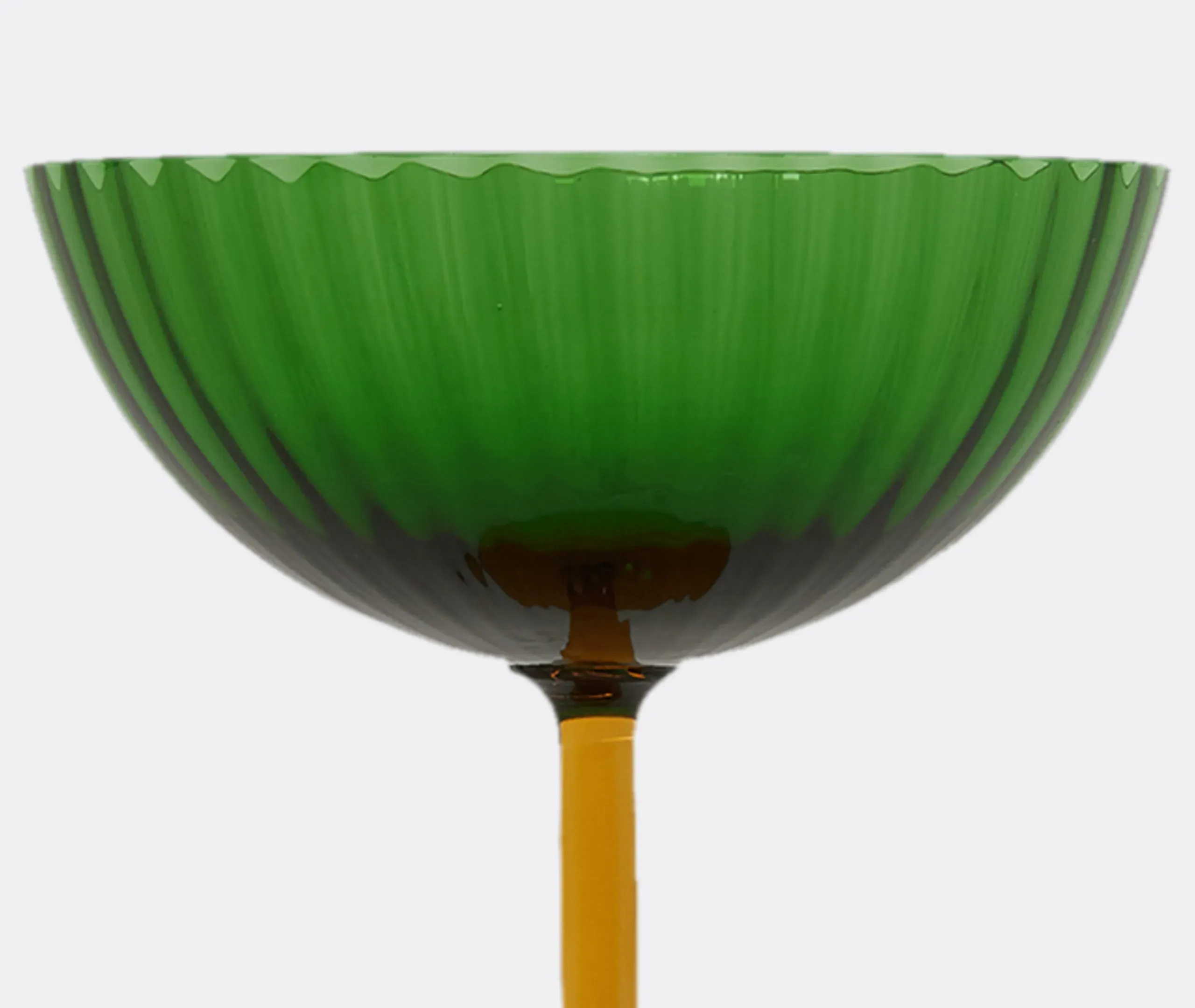 Set of 2 Champagne Coupe Glasses - Green, Glass