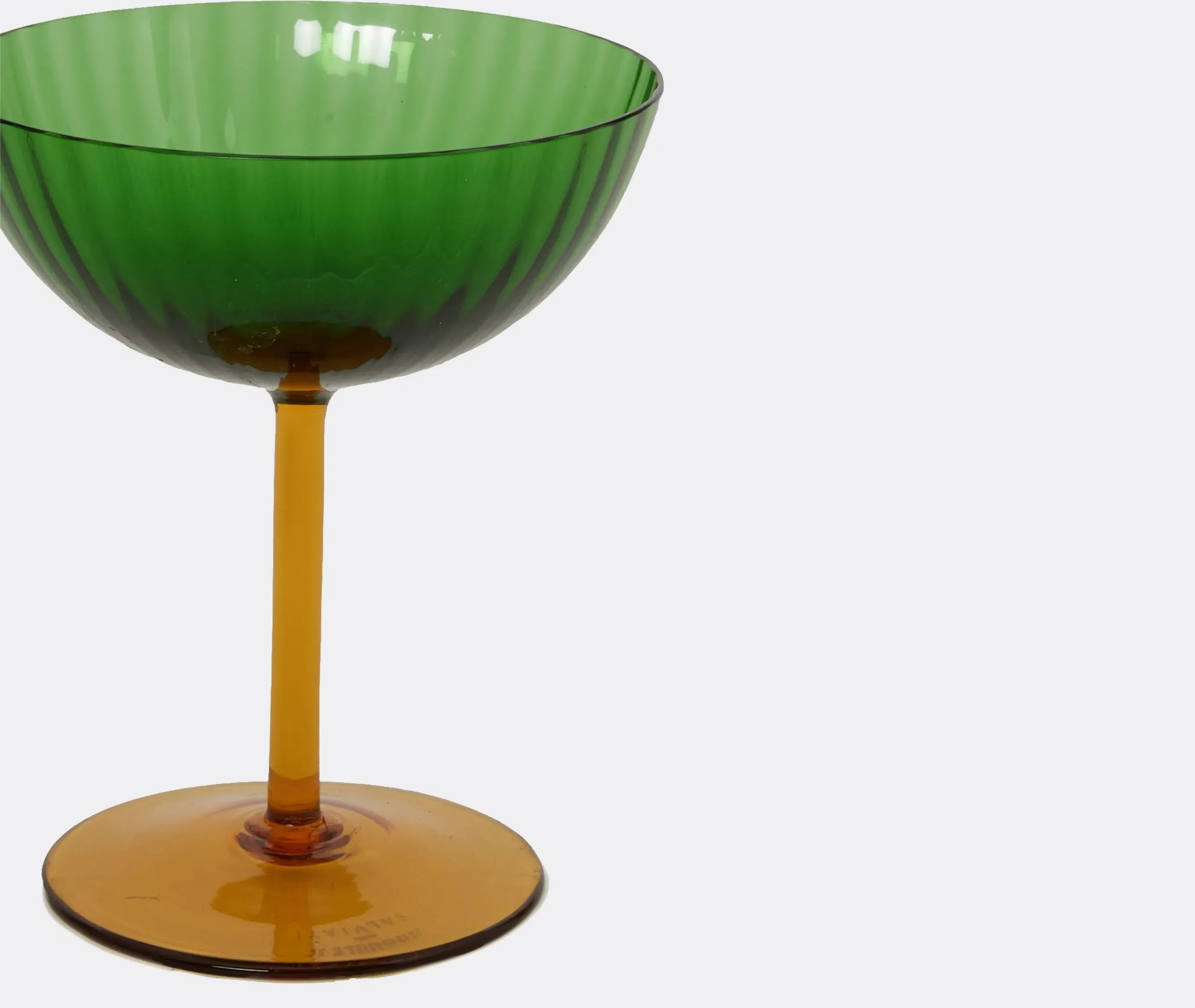 Set of 2 Champagne Coupe Glasses - Green, Glass