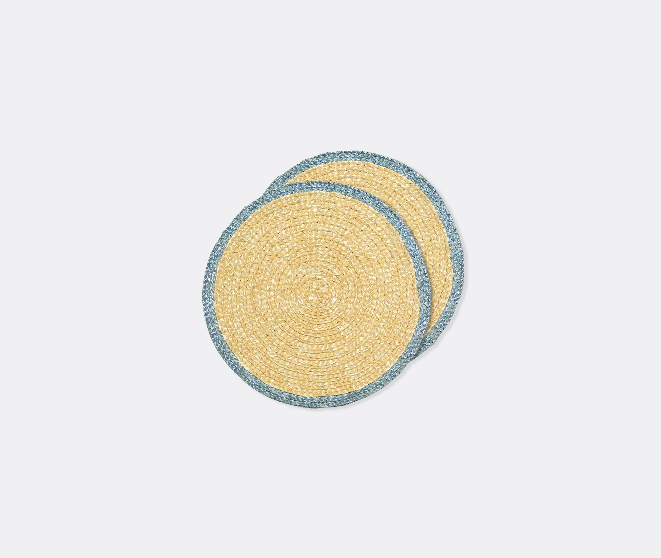 Set of 2 Coasters - Light Blue, Palm Straw image