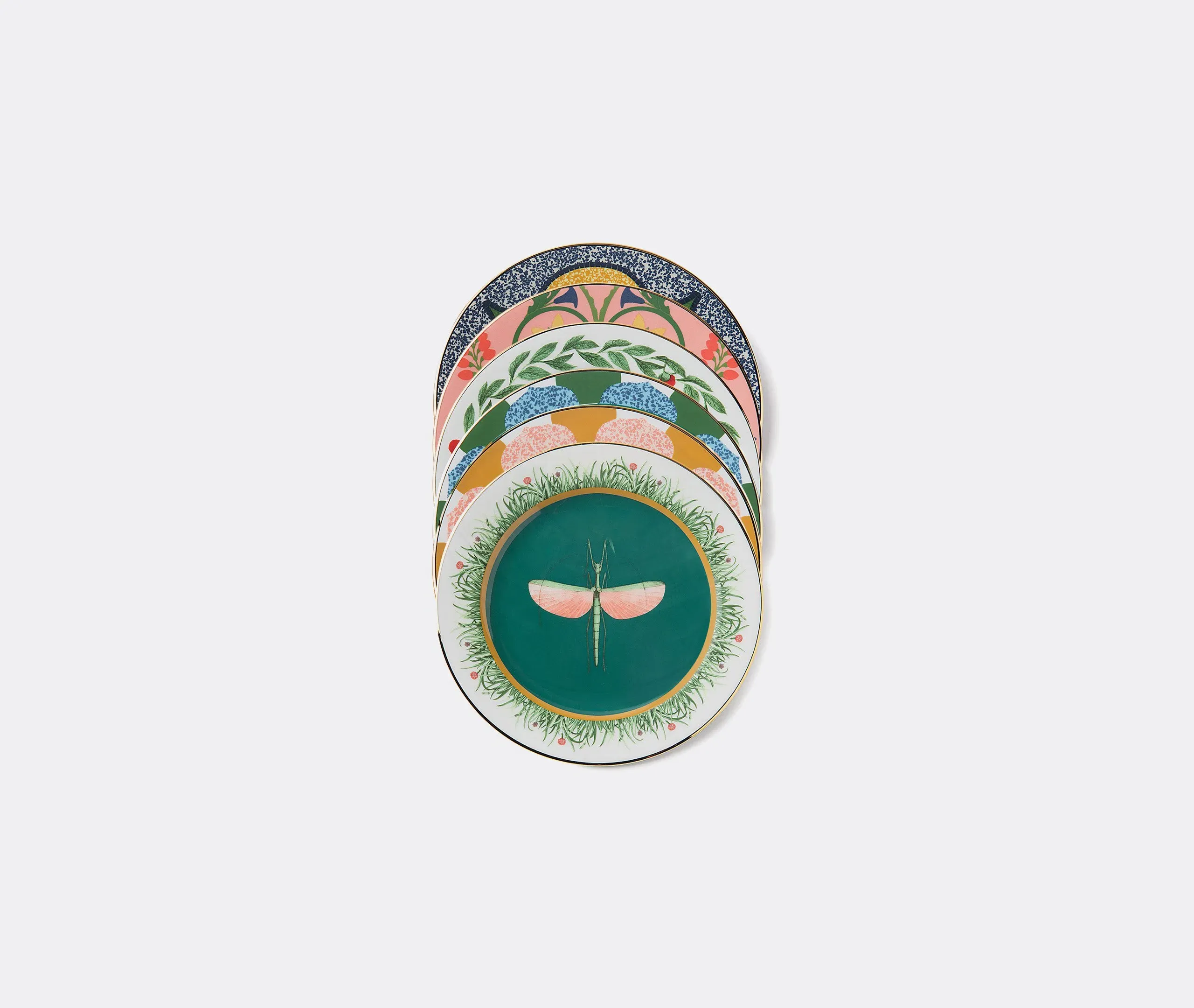 Set of 2 Dessert Plates - Green, Porcelain