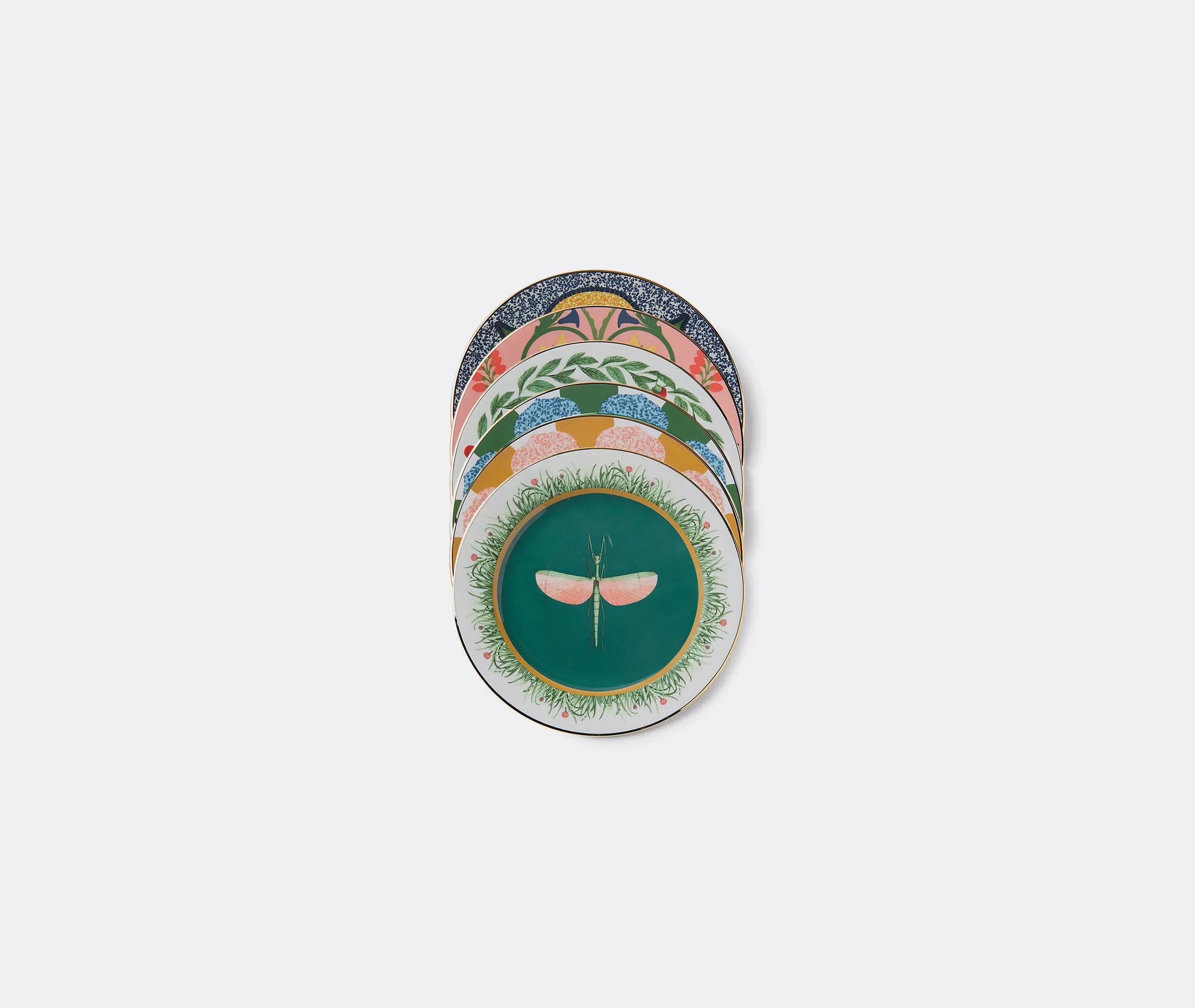 Set of 2 Dessert Plates - Green, Porcelain